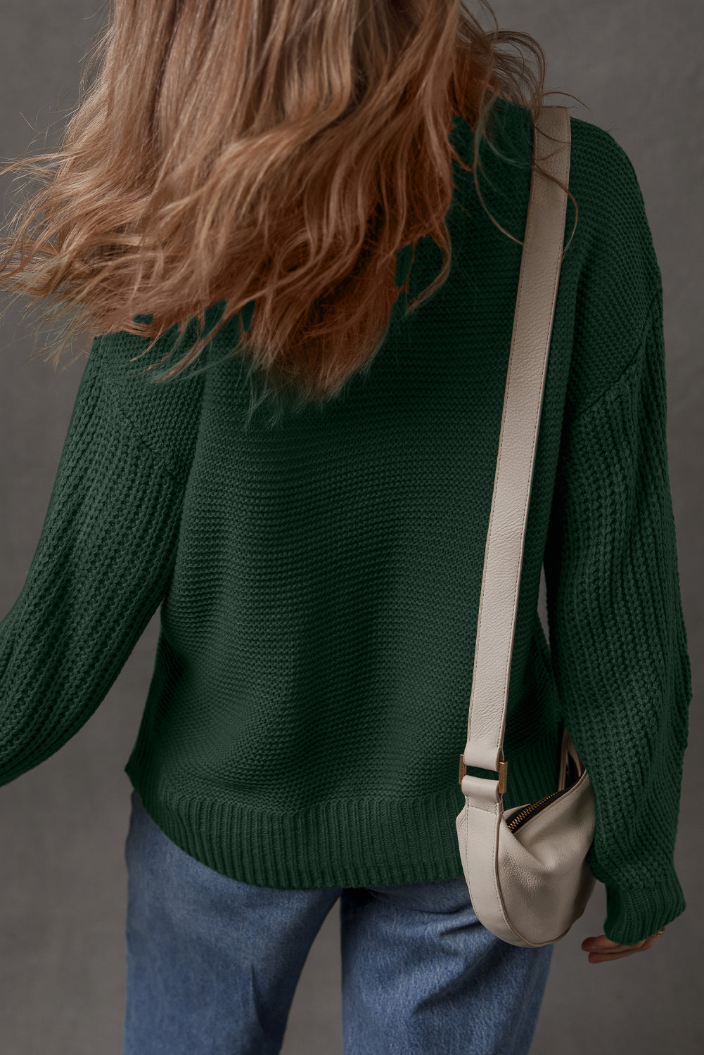 Solid Color Front Seam Drop Shoulder Loose Sweater -2 COLOR OPTIONS