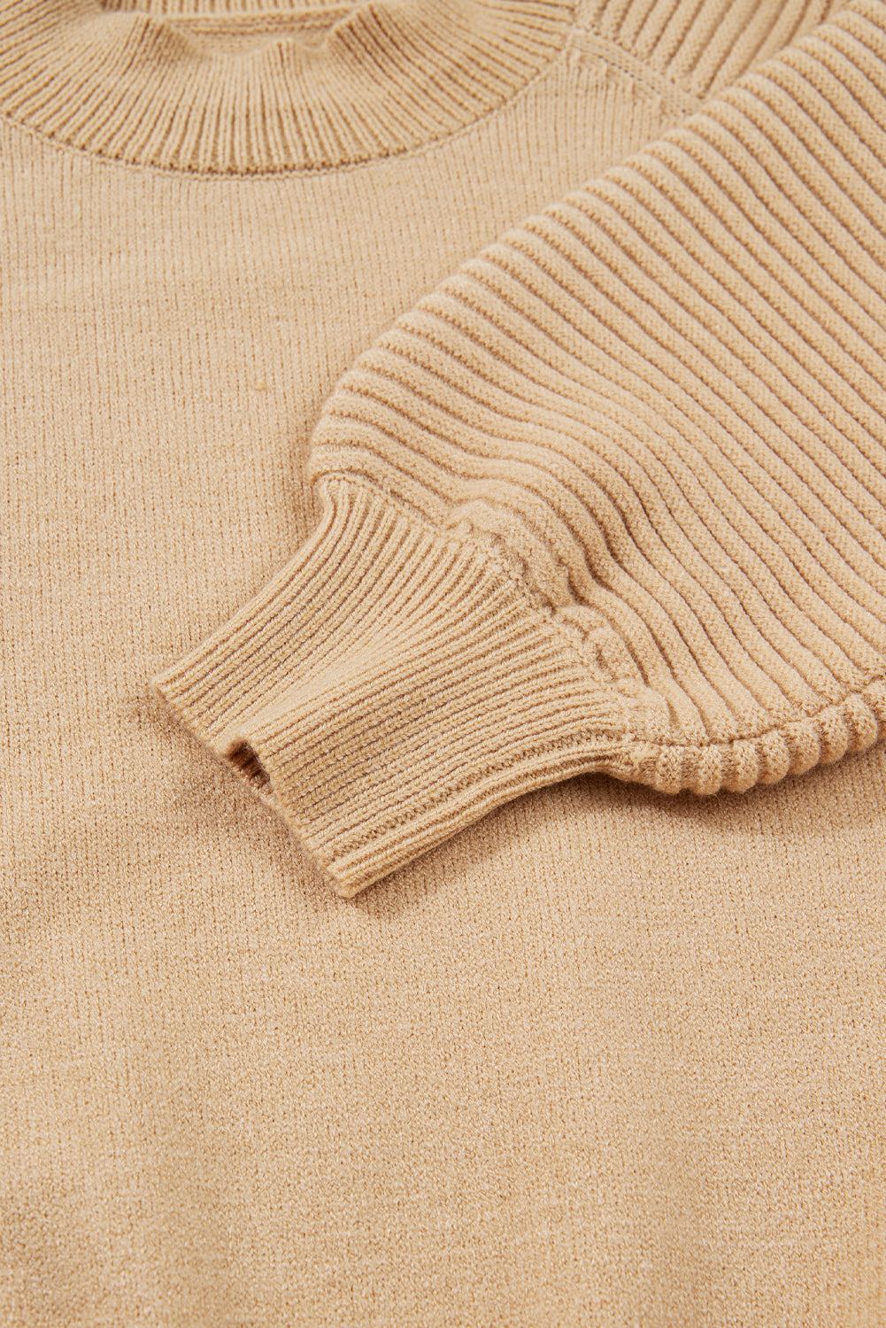 Lantern Sleeve Sweater Pleated Knitted Mini Skirt Set