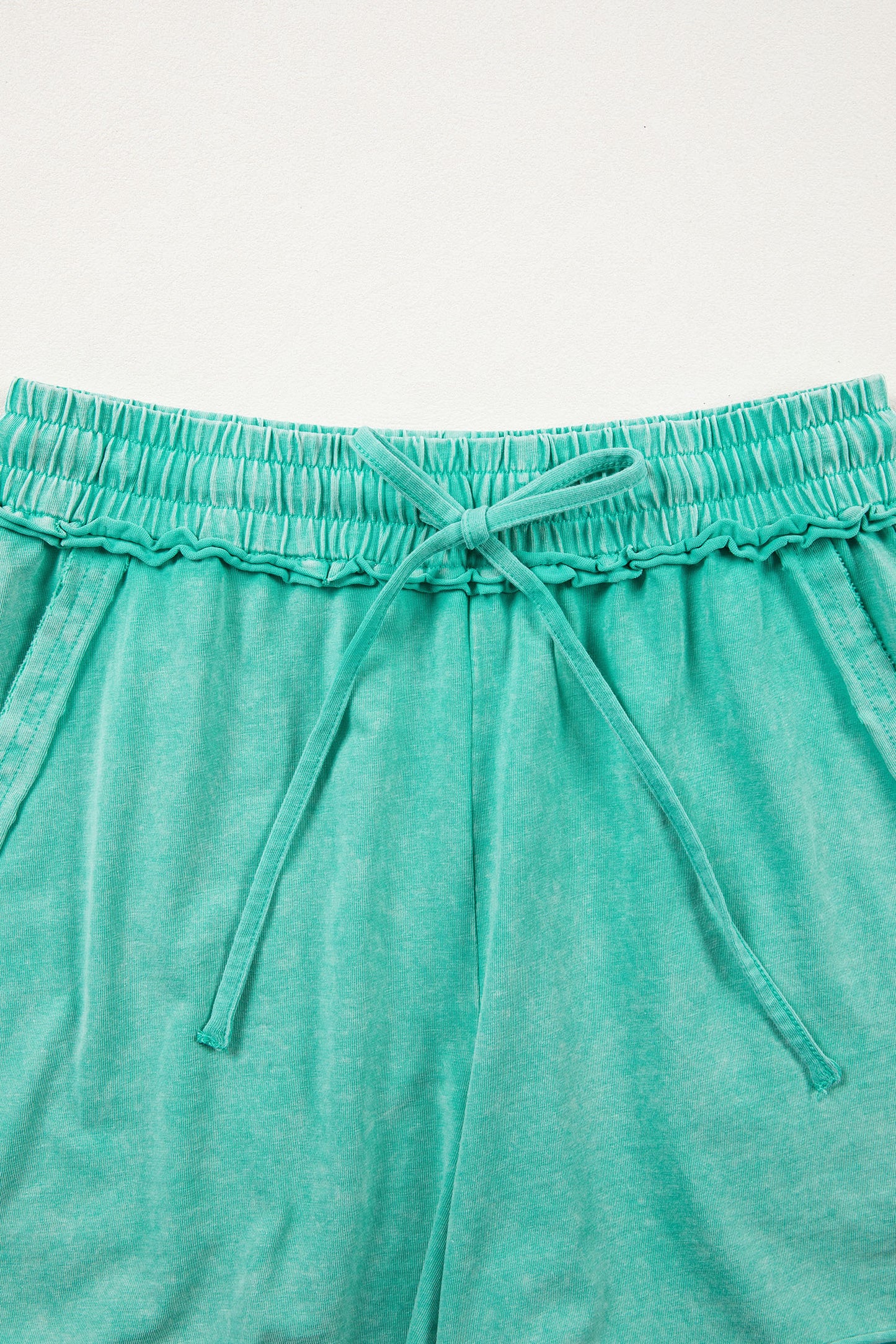 Mineral Washed Drawstring Elastic Waist Raw Cut Shorts- 3 COLOR OPTIONS