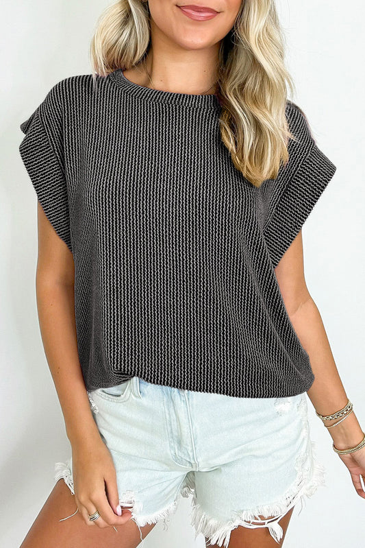 Twisted Ribbed Textured Plain Top -3 COLOR OPTIONS