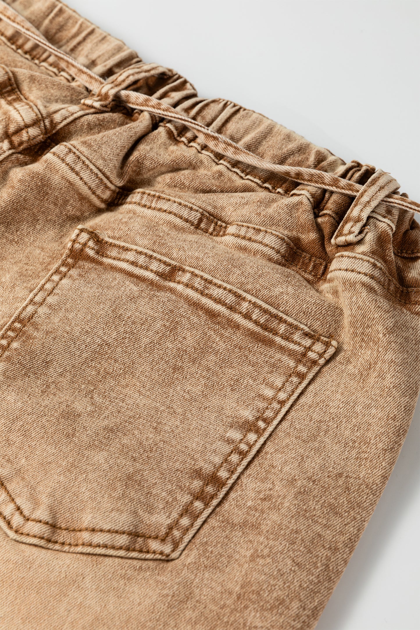 Acid Wash Tie Waist Denim Pants -2 COLOR OPTIONS