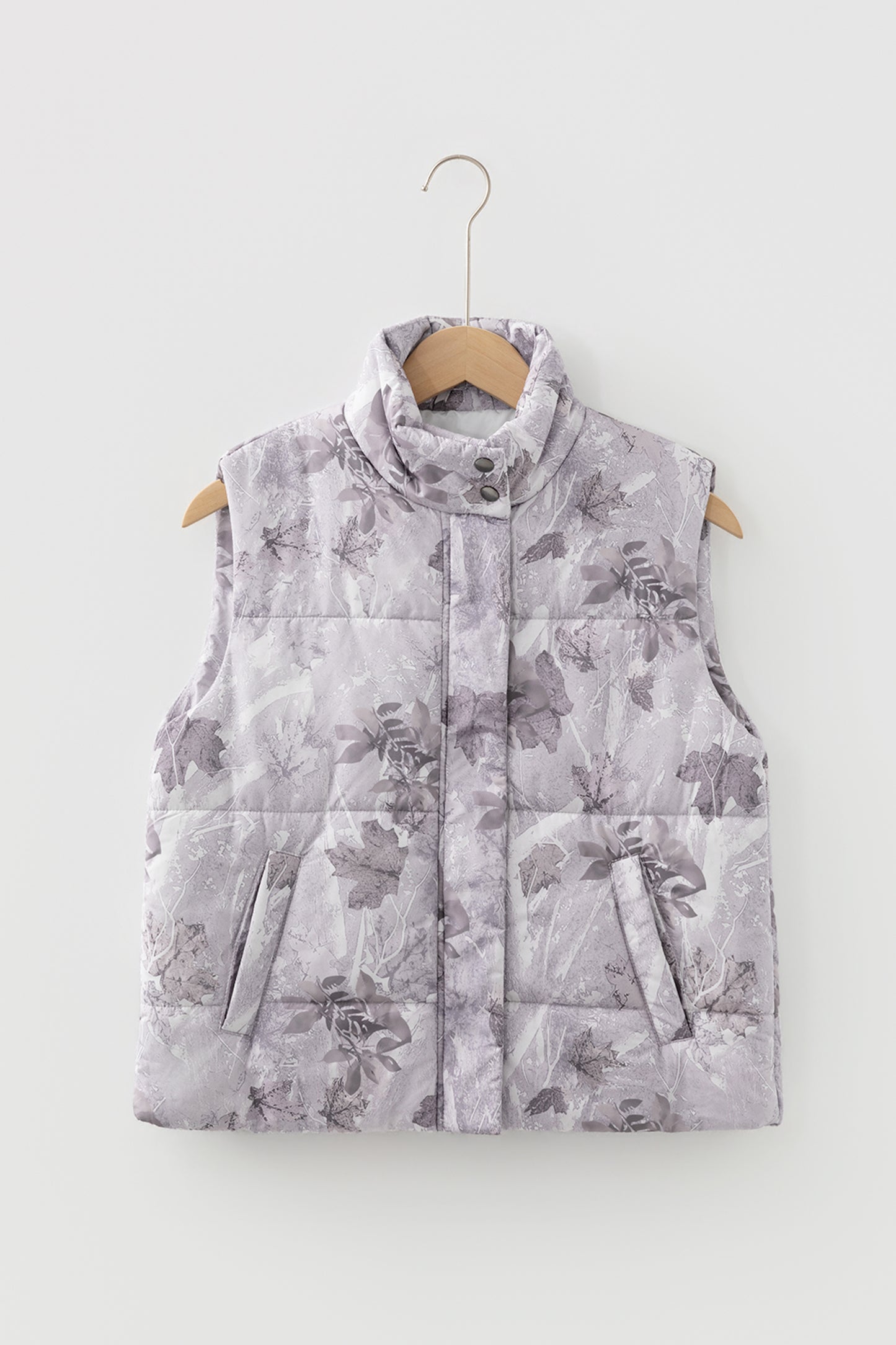 Camo Leaf Print Winter Puffer Vest -2 COLOR OPTIONS