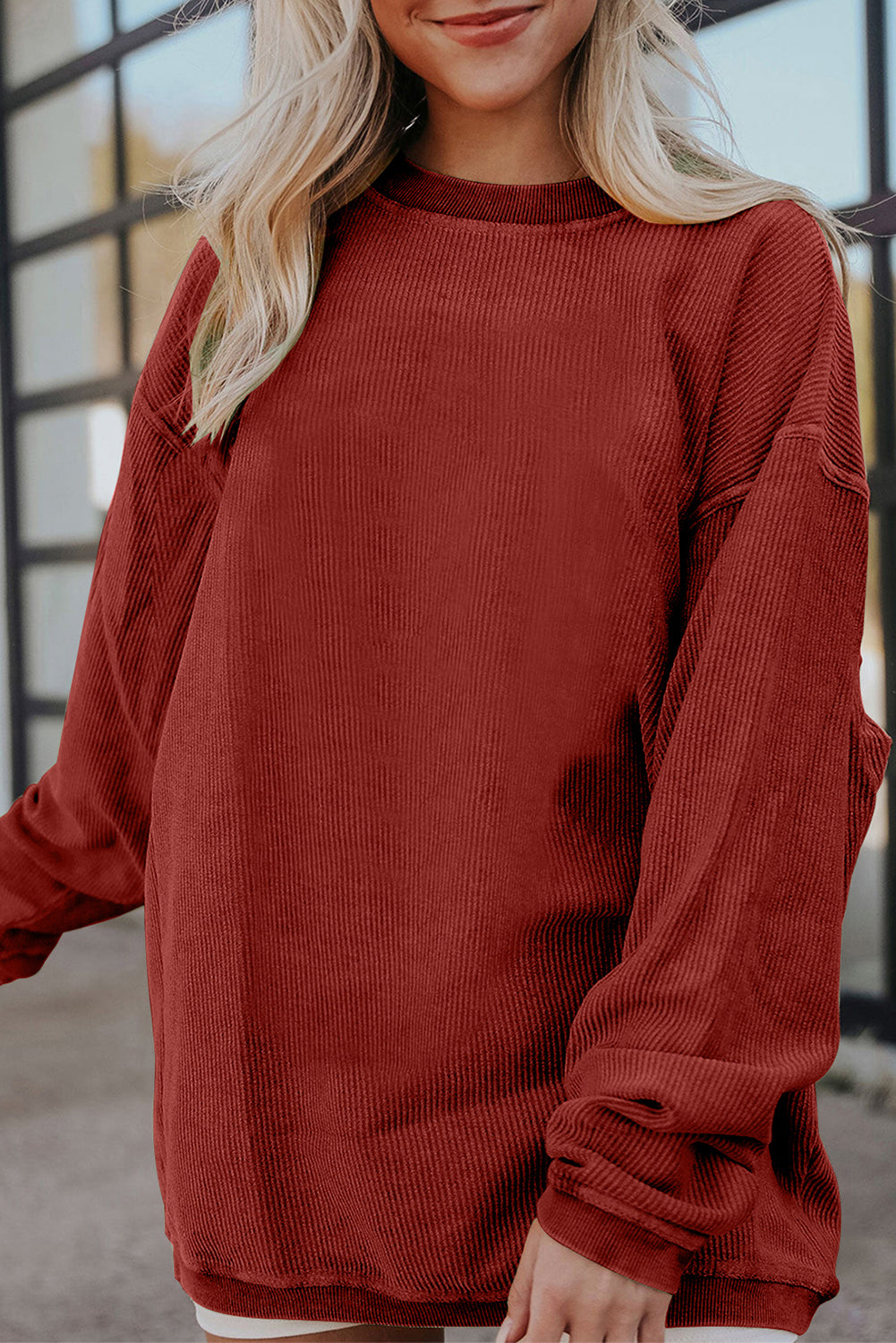 Ribbed Corduroy Oversized Sweatshirt -13 COLOR OPTIONS