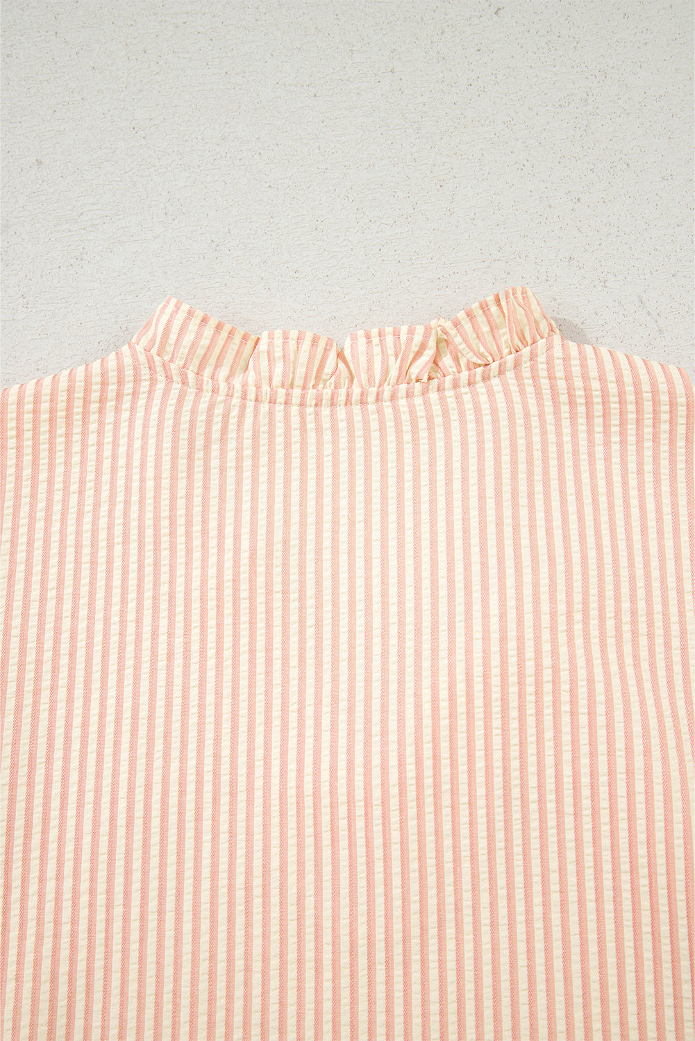 Pink Striped Pearl Beaded Knot Cuffs Blouse