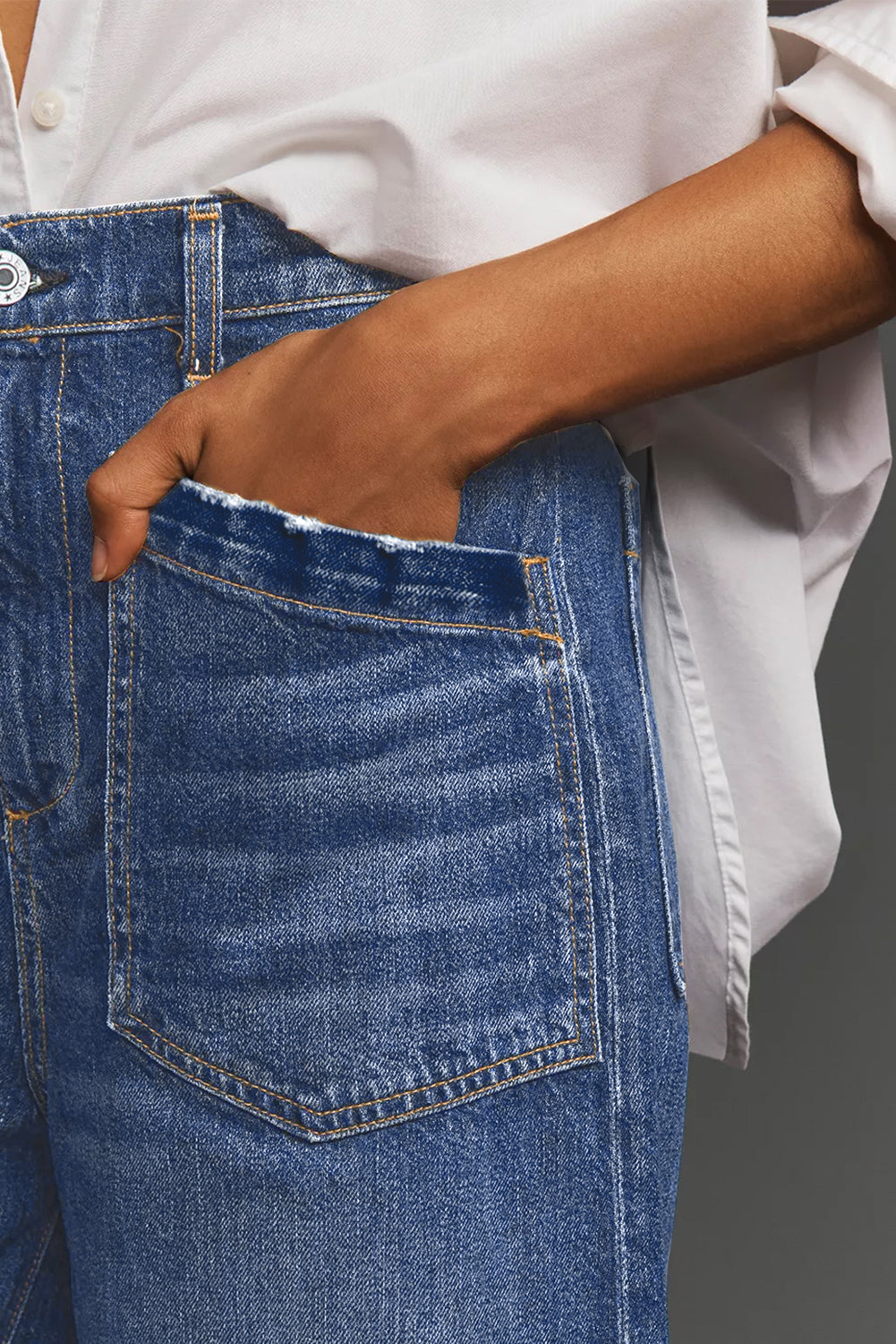 Minimalist Patch Pocket High Waist Shift Jeans- 2 COLOR OPTIONS
