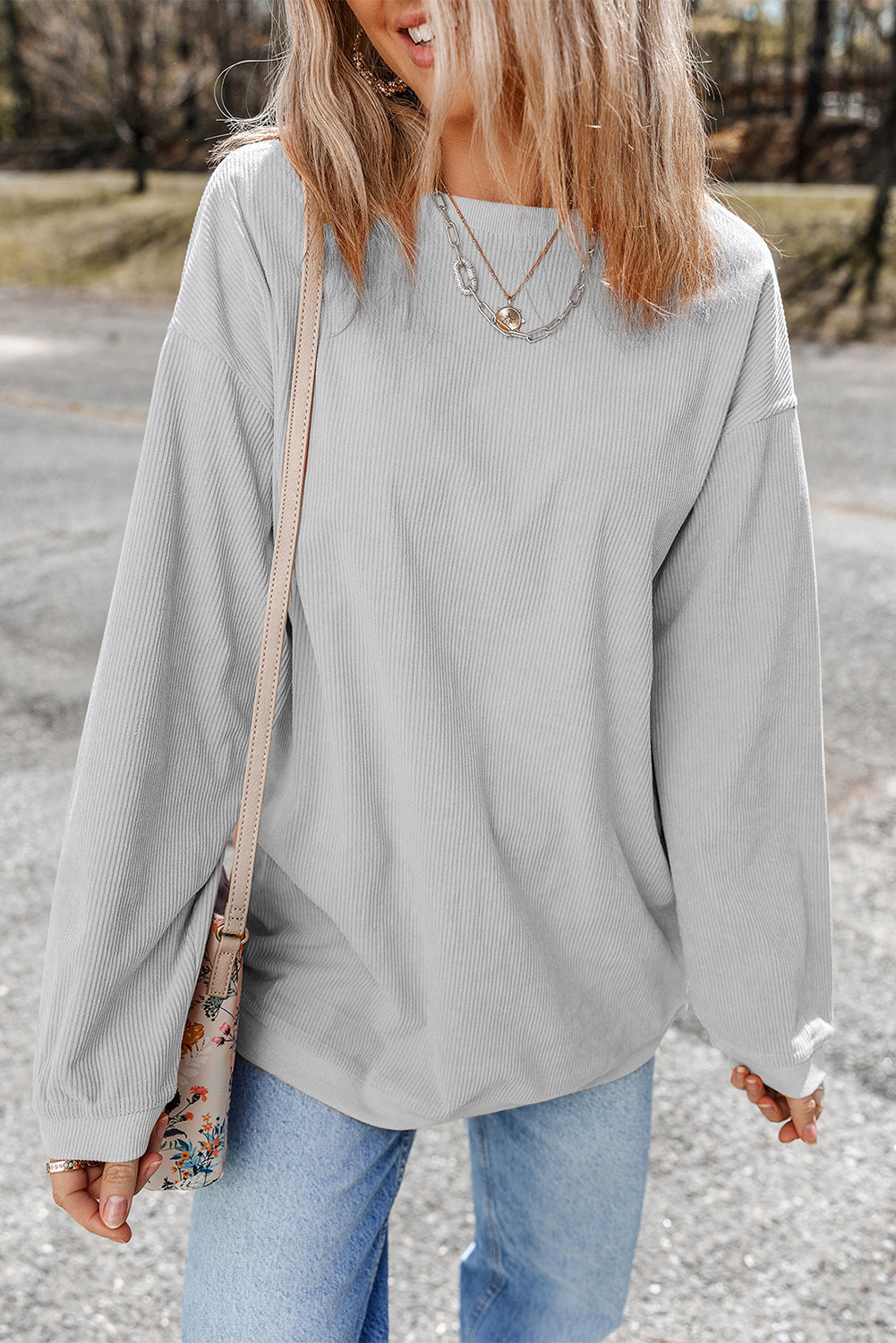 Ribbed Corduroy Oversized Sweatshirt -13 COLOR OPTIONS