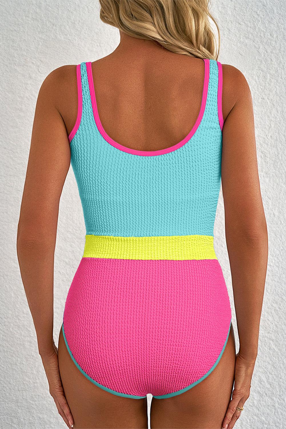 Textured Colorblock One Piece Swimsuit -2 COLOR OPTIONS