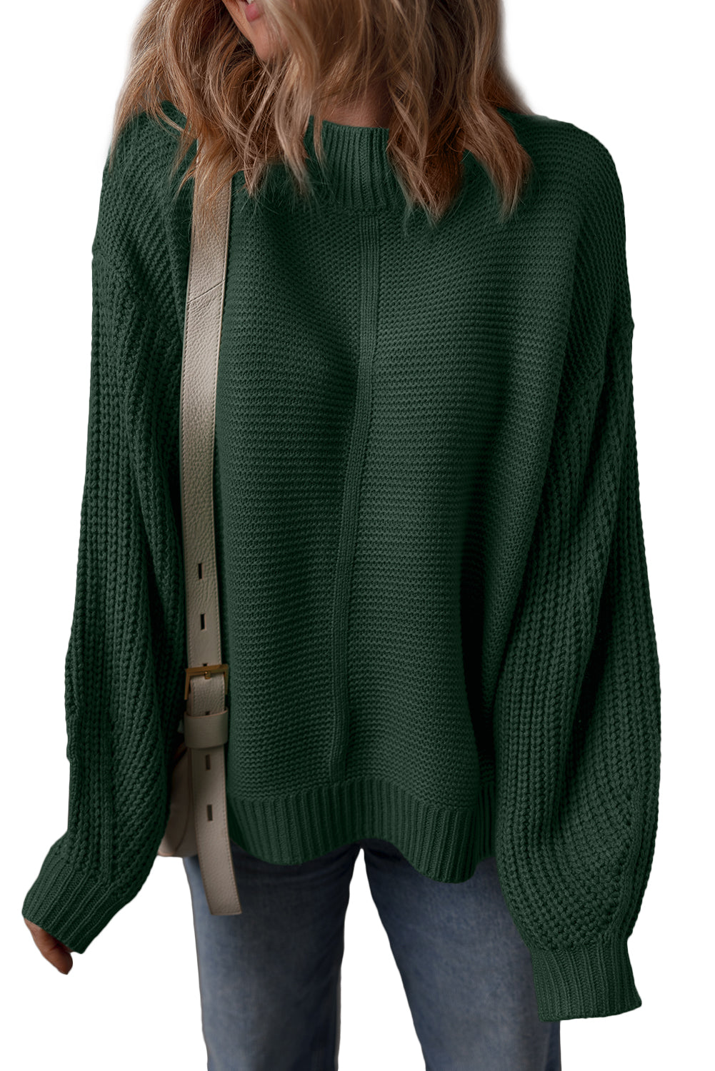 WAREHOUSE SALE -Solid Color Front Seam Drop Shoulder Loose Sweater -2 COLOR OPTIONS