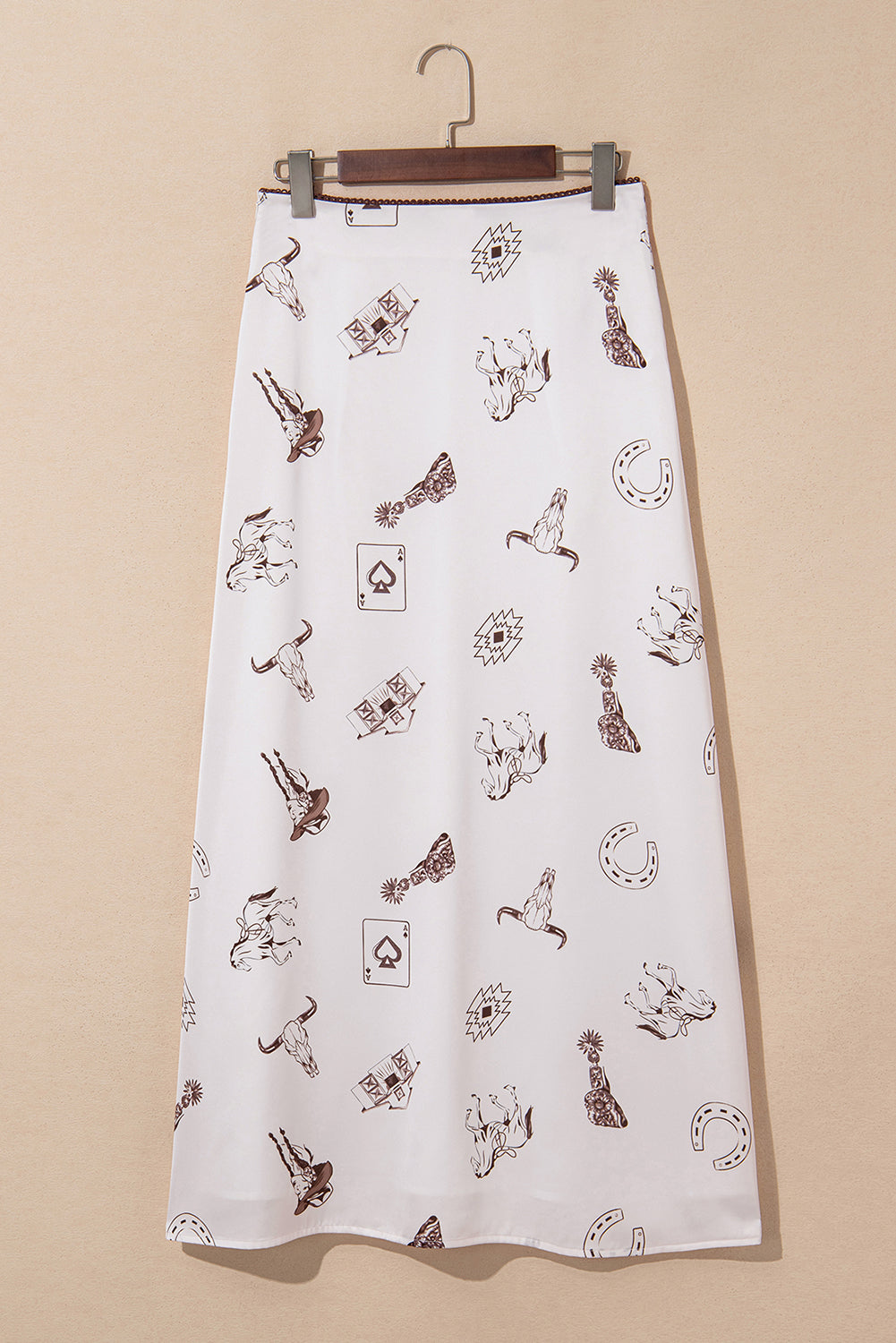 Vintage Print Satin Maxi Skirt -3 COLOR OPTIONS