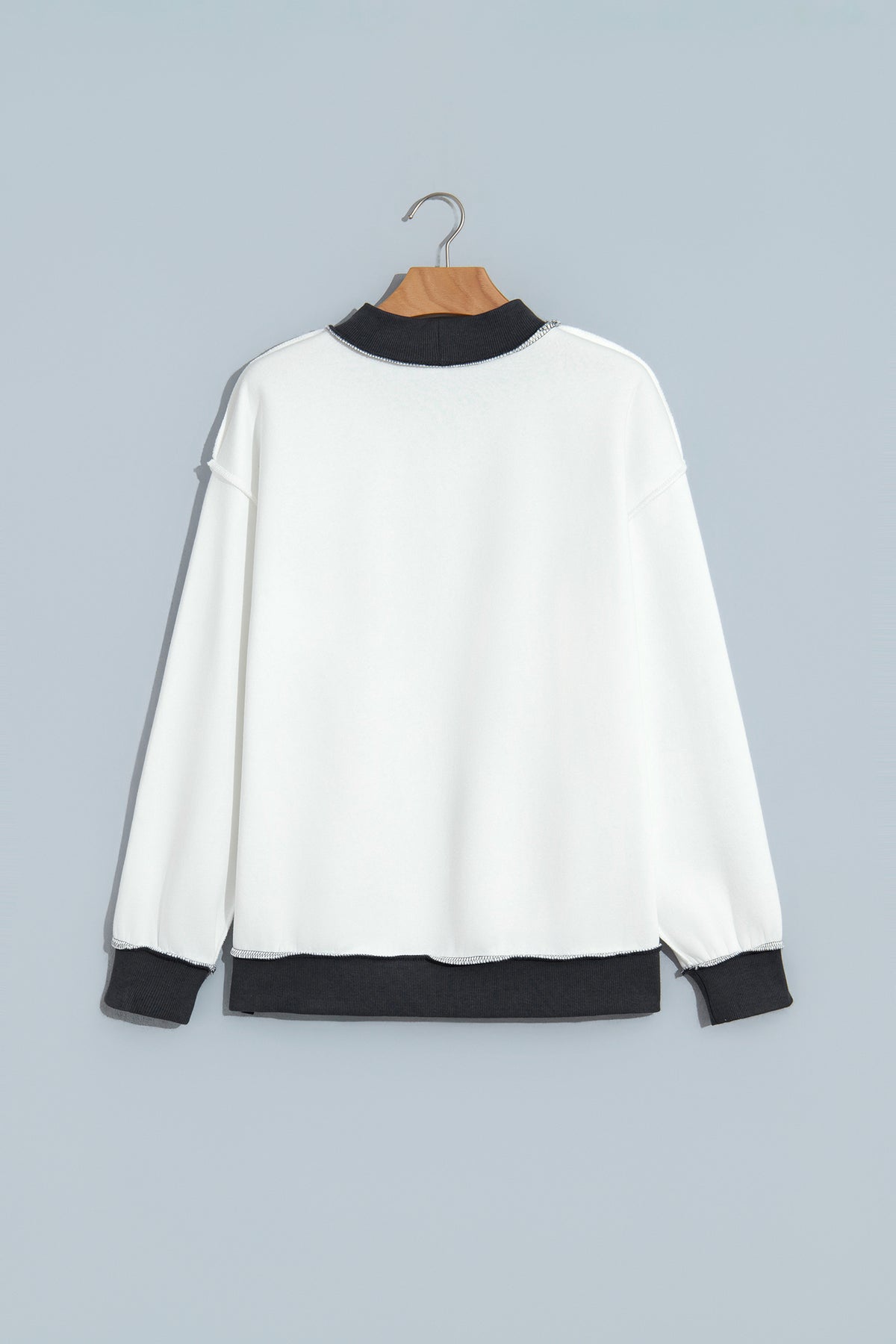 Saved By Grace Print Color Block Mock Neck Oversized Sweatshirt -2 COLOR OPTIONS