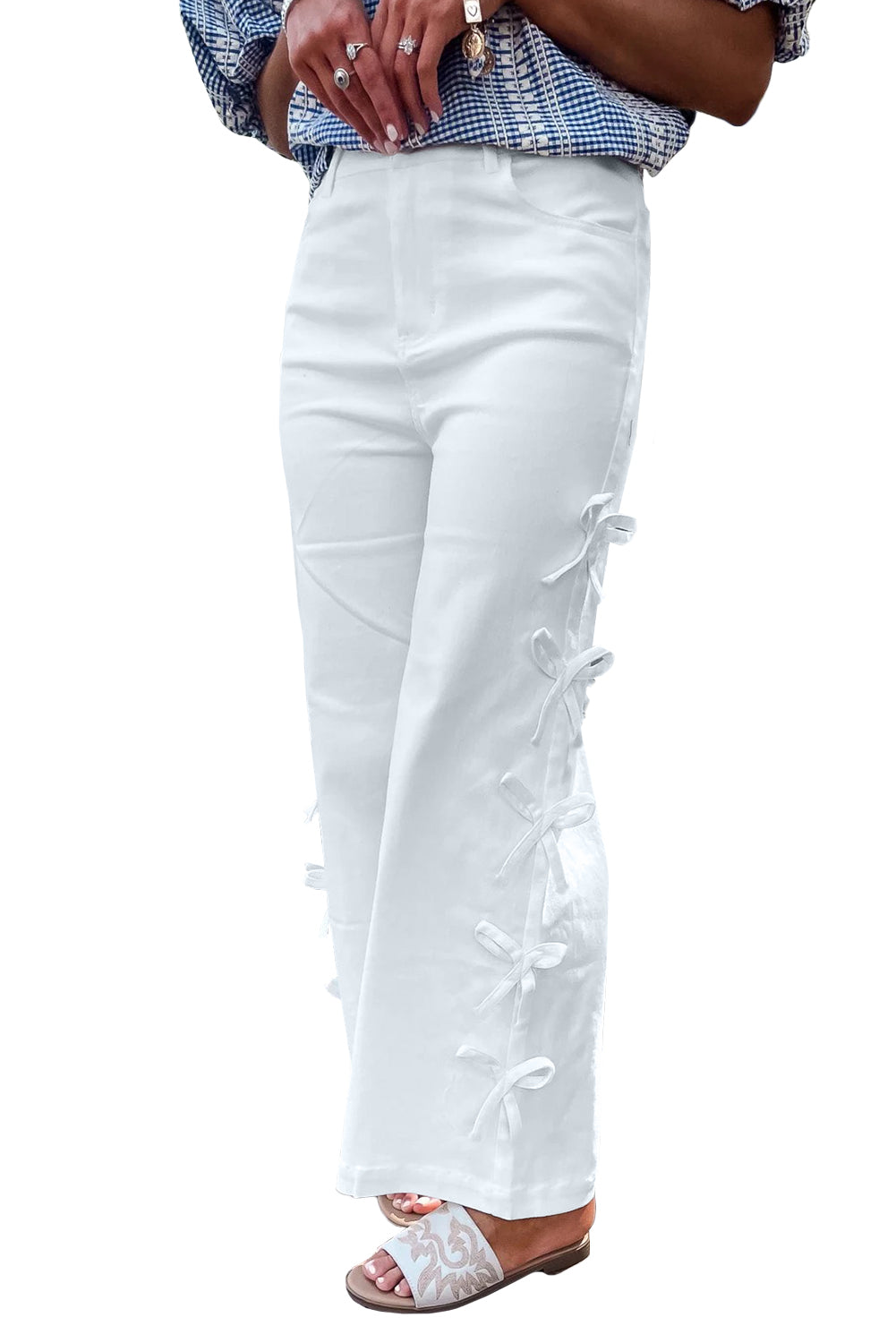 Bowknot Side Detail Straight Leg Loose Jeans -2 COLOR OPTIONS