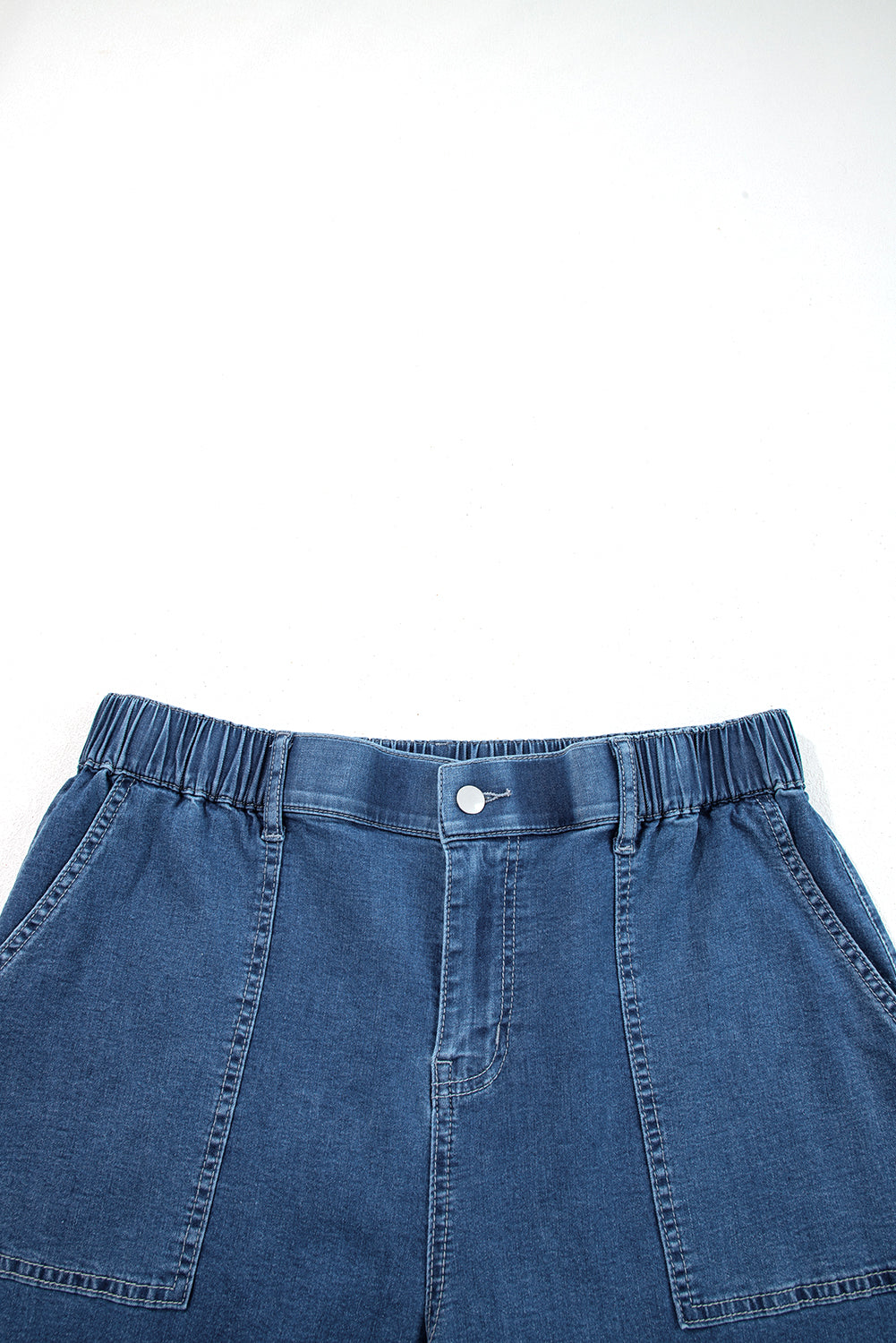 PLUS SIZE -Elastic Waist Ruffled Wide Leg Denim Pants Plus Size -4 COLOR OPTIONS