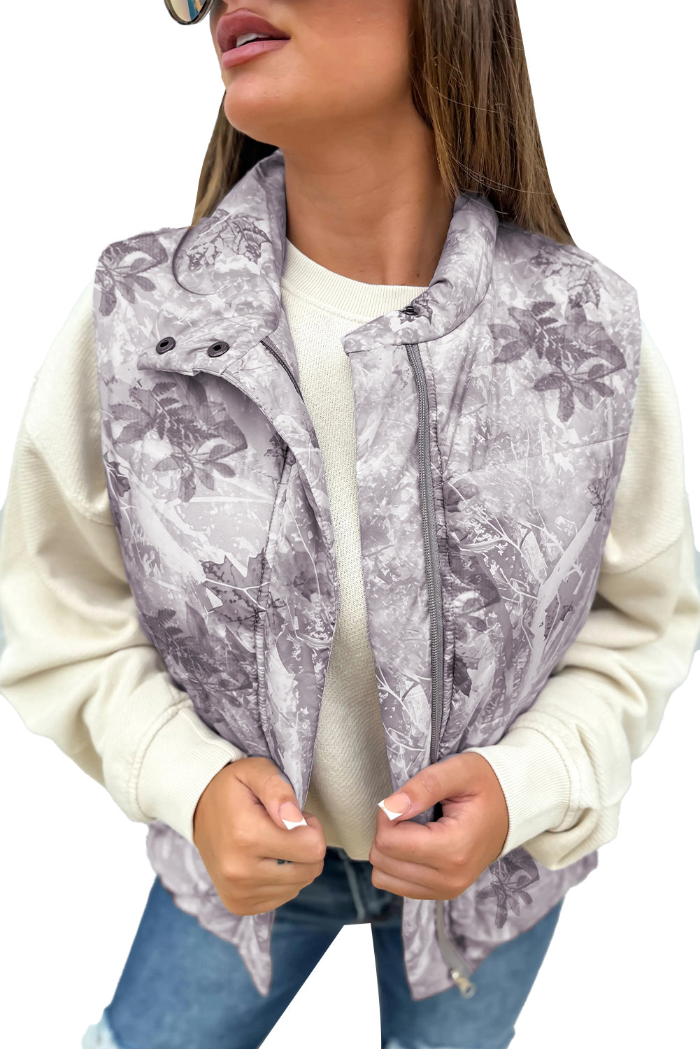 Camo Leaf Print Winter Puffer Vest -2 COLOR OPTIONS