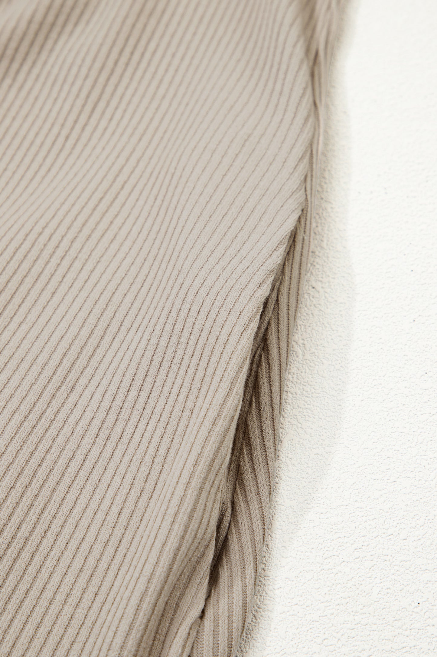 Beige Short Sleeve Ribbed Knit Denim Patchwork Polo Collar Dress