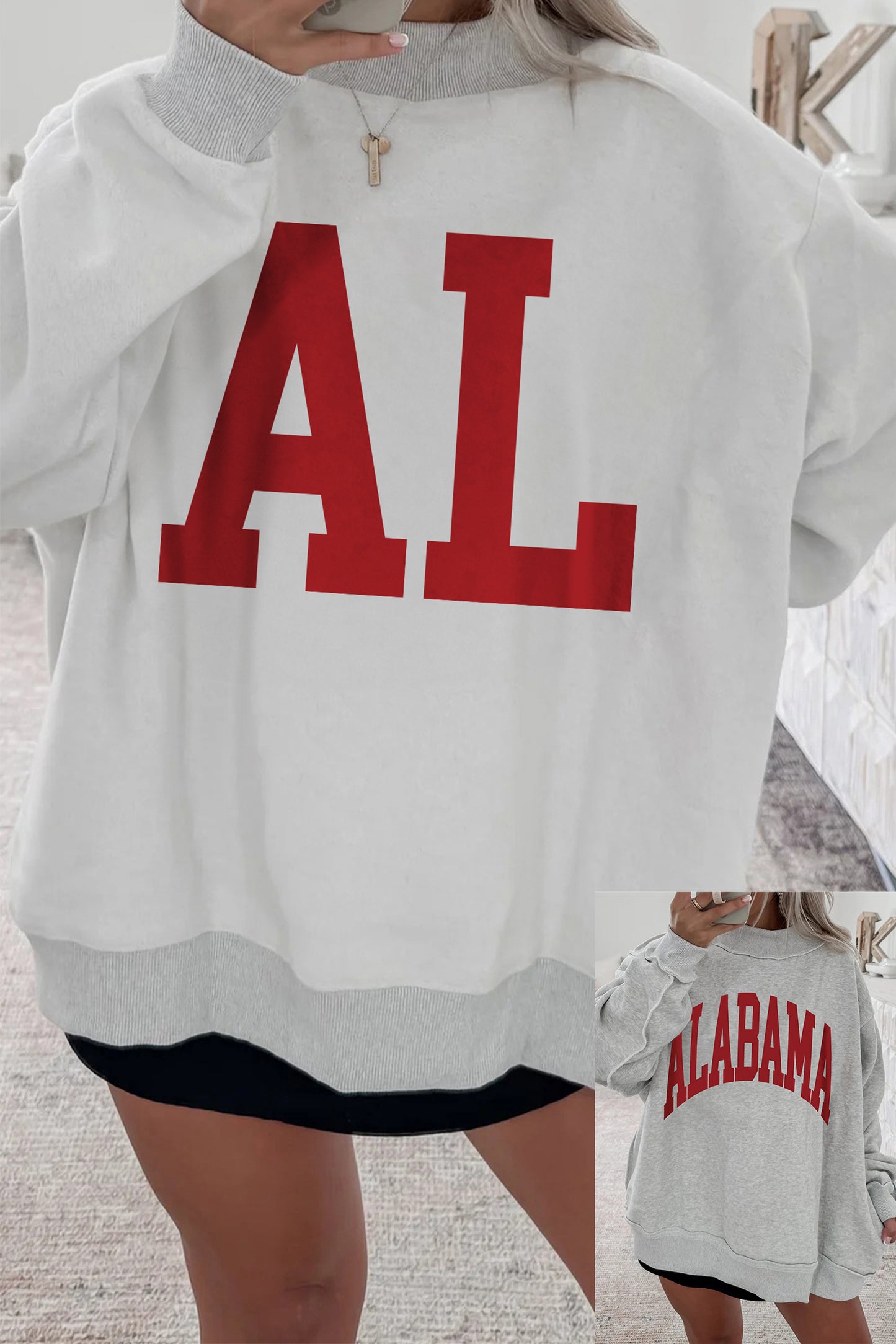 Light Grey MS Reversible Printed Ribbed Patchwork Mock Neck Sweatshirt -2 TEAM OPTIONS