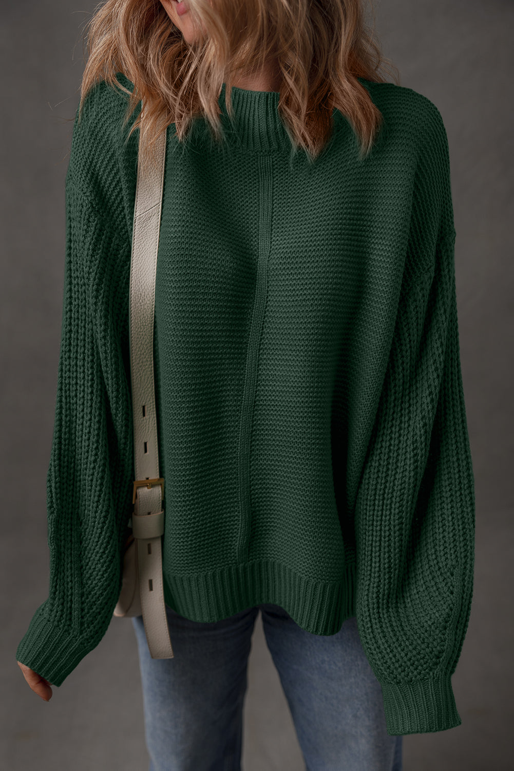 Solid Color Front Seam Drop Shoulder Loose Sweater -2 COLOR OPTIONS
