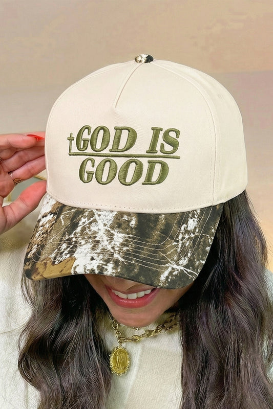 Camo GOD IS GOOD Embroidered Contrast Baseball Cap
