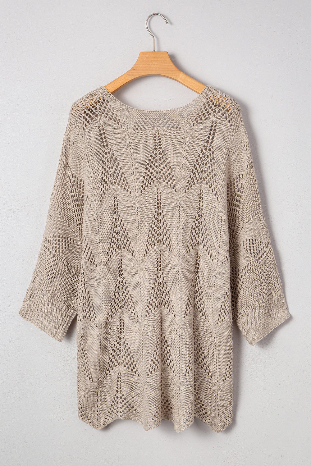 Hollow Out Knit 3/4 Sleeve Casual Sweater -2 COLOR OPTIONS