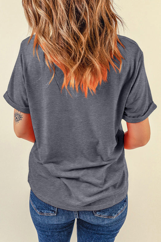 Gray DTF Imitate Lace Easter Rabbit Printed Tee