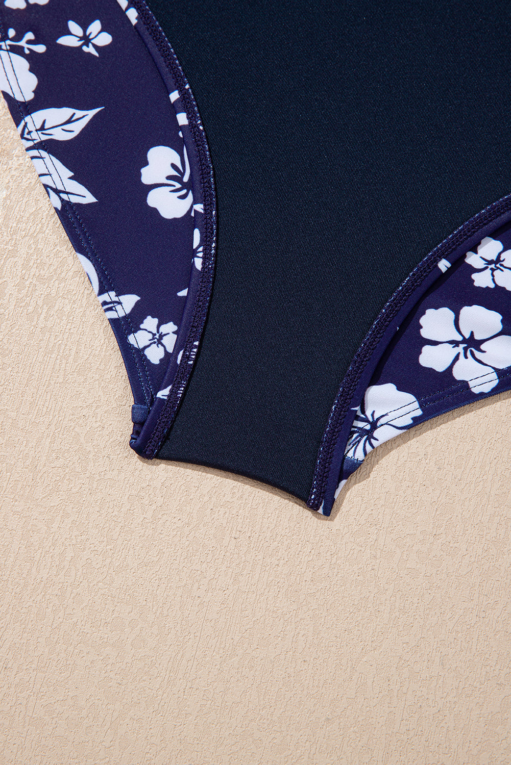 Blue Crossed Back Floral Print Asymmetric Knot Side One Piece Swimsuit -2 COLOR OPTIONS