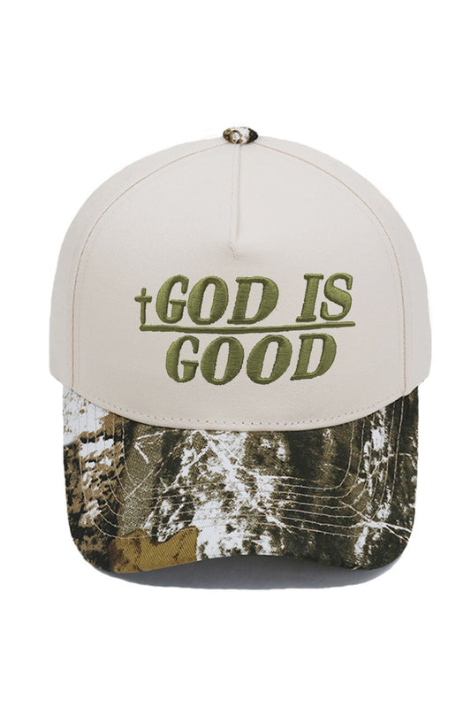 Camo GOD IS GOOD Embroidered Contrast Baseball Cap