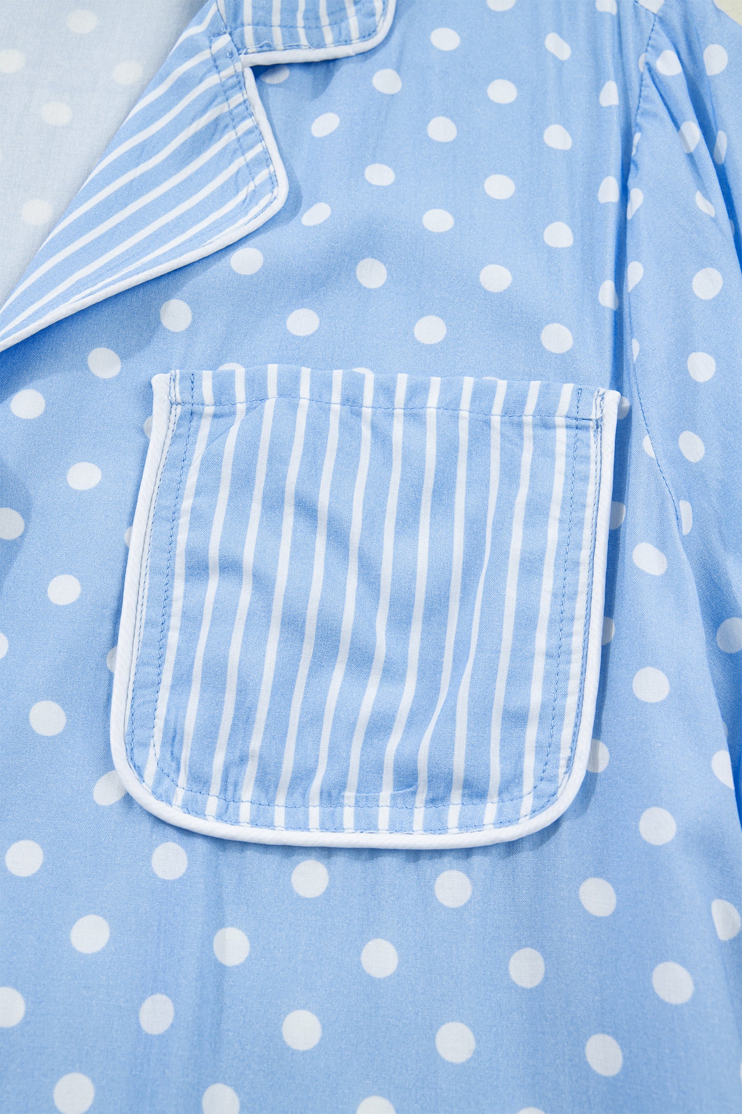 Sky Blue Dotted Print Soft Short Pajama Set