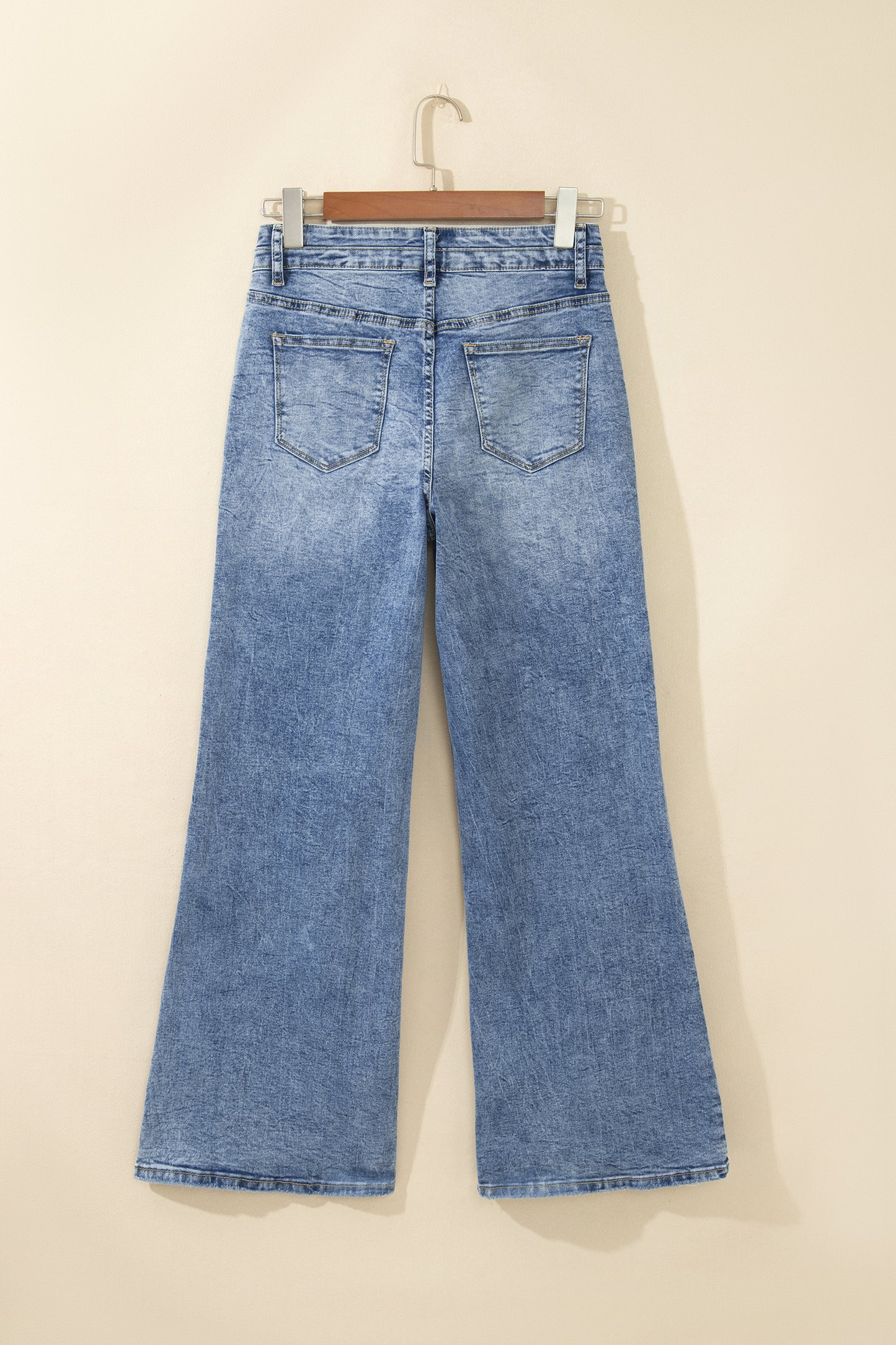 Blue Acid Wash Pocket Detail Flare Jeans -2 COLOR OPTIONS