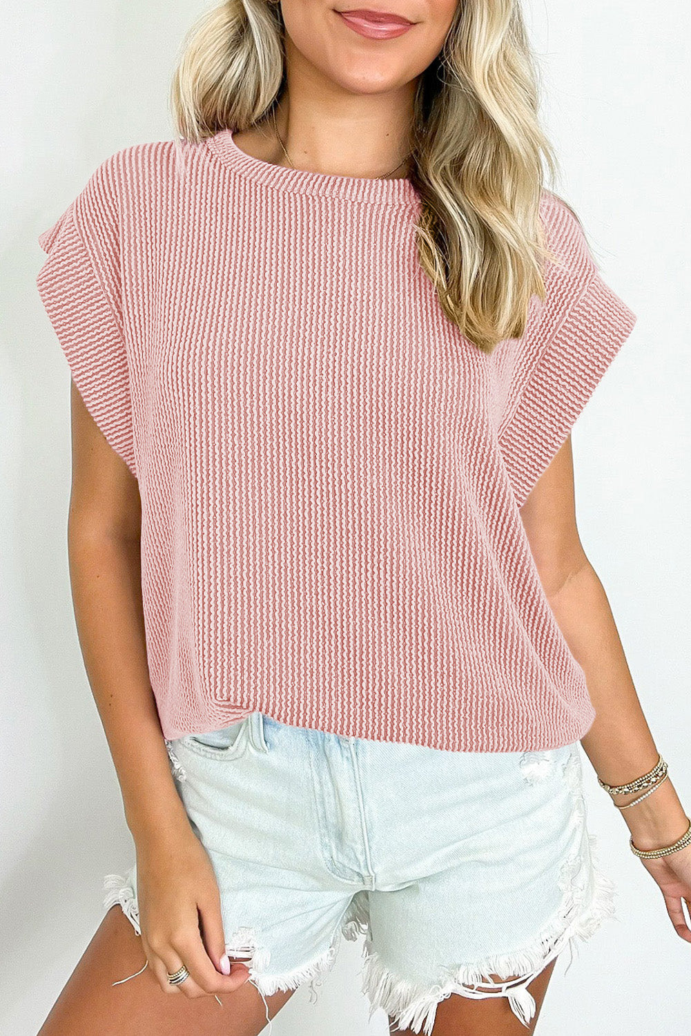 Twisted Ribbed Textured Plain Top -3 COLOR OPTIONS