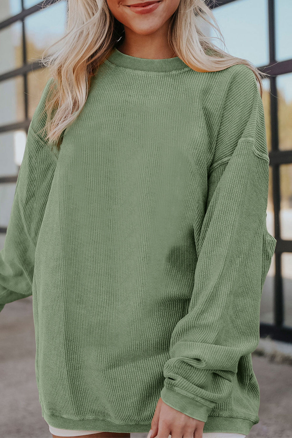 Ribbed Corduroy Oversized Sweatshirt -13 COLOR OPTIONS