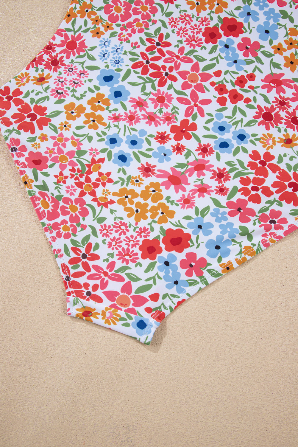 Floral Print Ricrac Trim Spaghetti Strap One Piece Swim Dress -2 COLOR OPTIONS