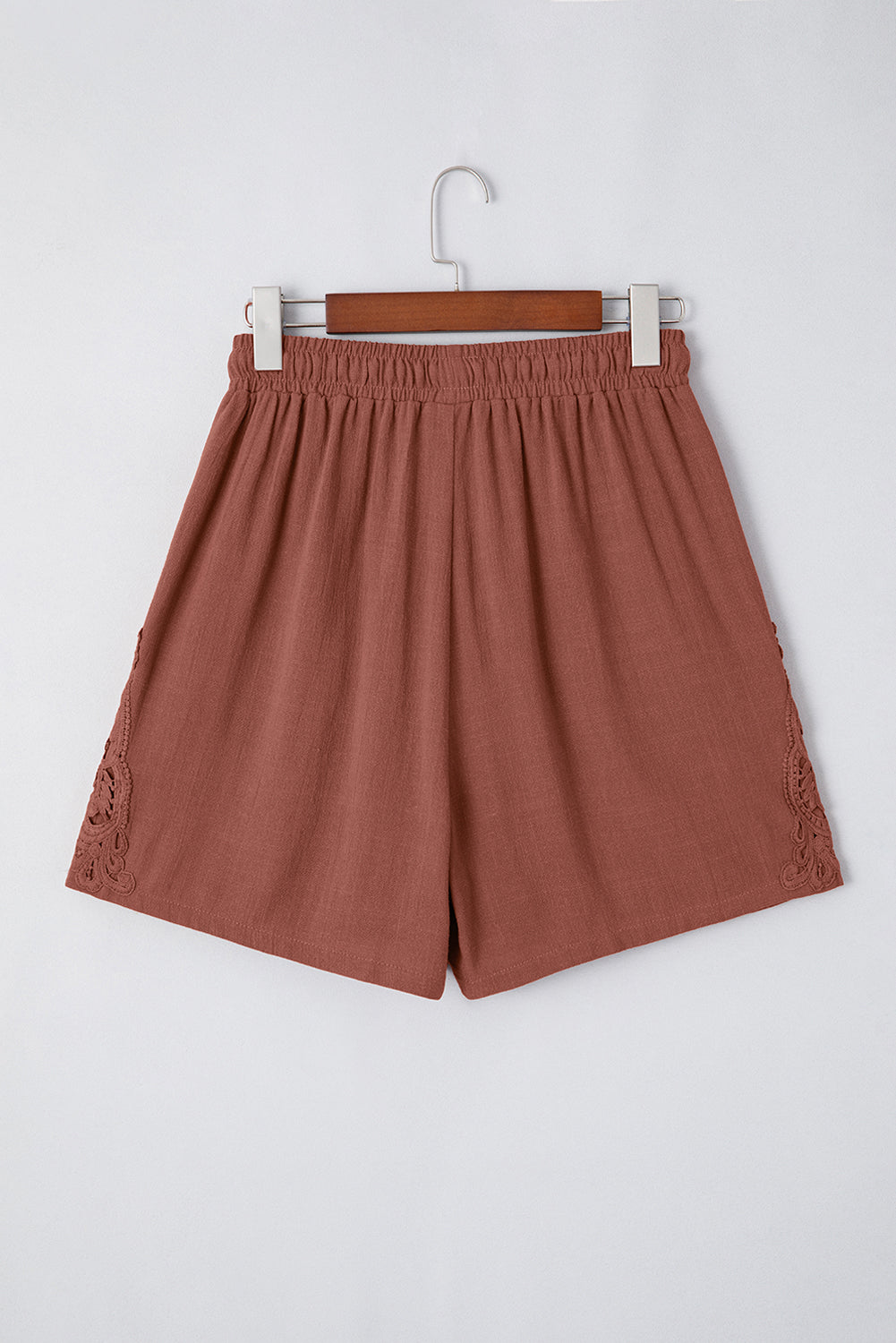 Lace Splicing Drawstring Elastic Waist Loose Linen Shorts- 2 COLOR OPTIONS