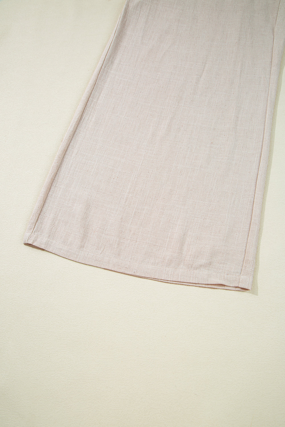 PLUS SIZE -Beige Frill Smocked Waist Wide Leg Plus Size Pants
