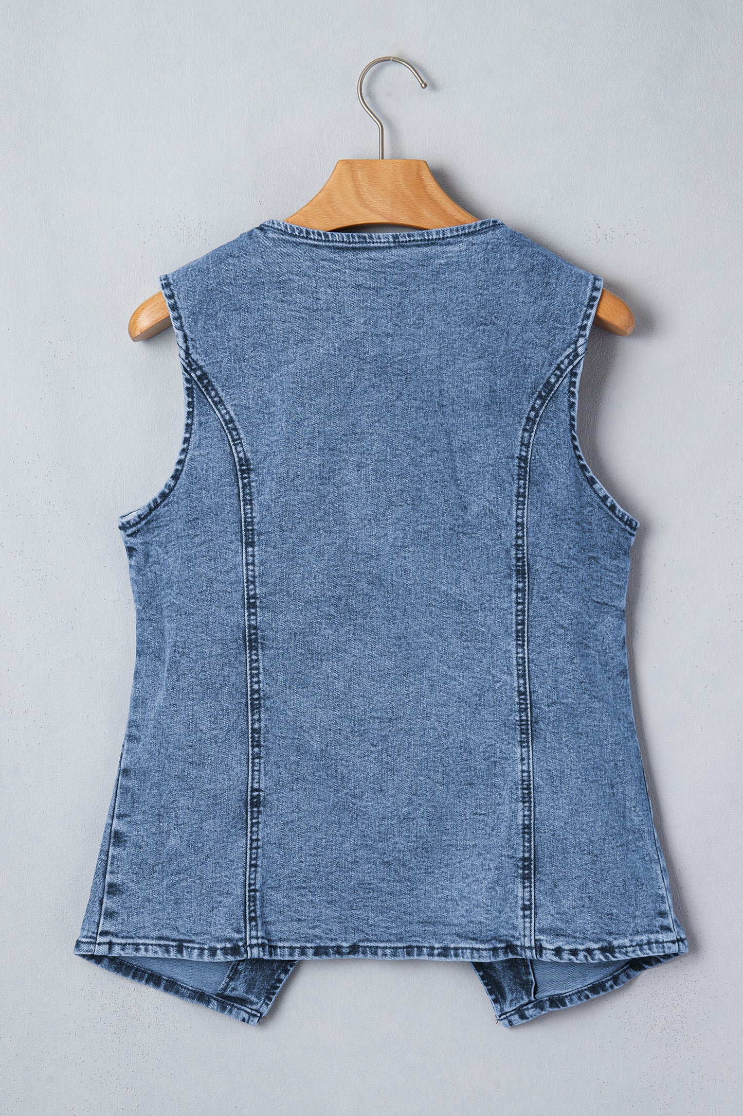 Buttoned Front Slit Denim Vest -3 COLOR OPTIONS