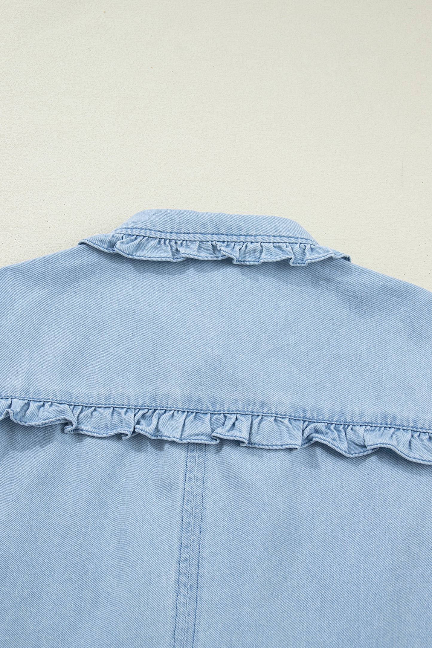 Ruffled Edge Collared Shift Denim Dress with Pockets- 3 COLOR OPTIONS