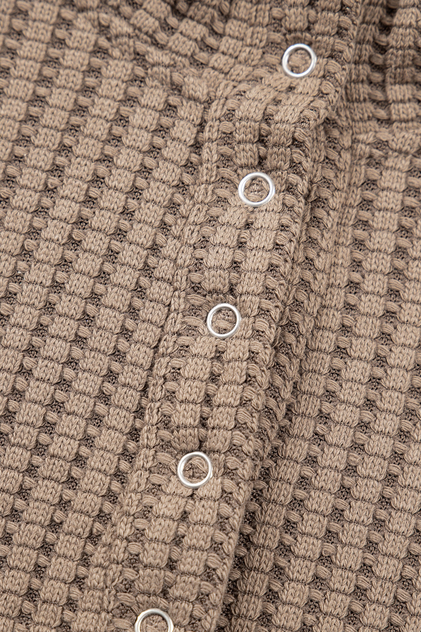 Casual Solid Color Textured Snap Button Collared Baggy Top -2 COLOR OPTIONS