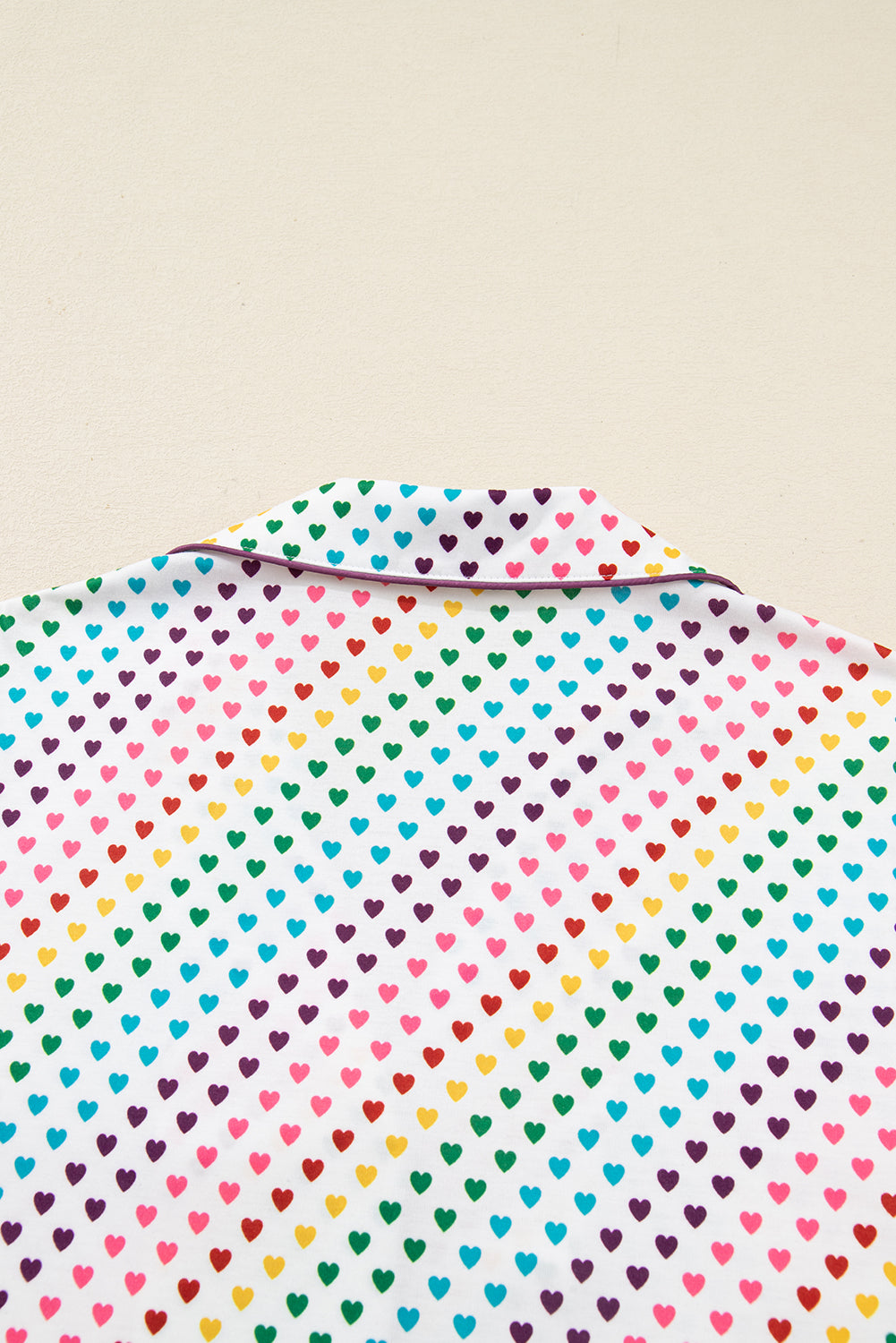 Heart Print Valentines Long 2pcs Pajama Set