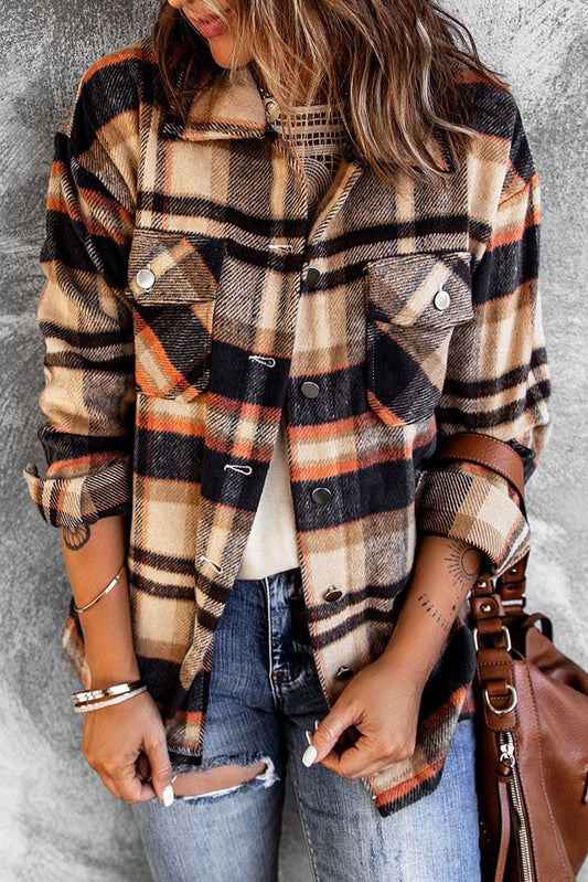 Plaid Button Up Long Sleeve Flannel Shacket