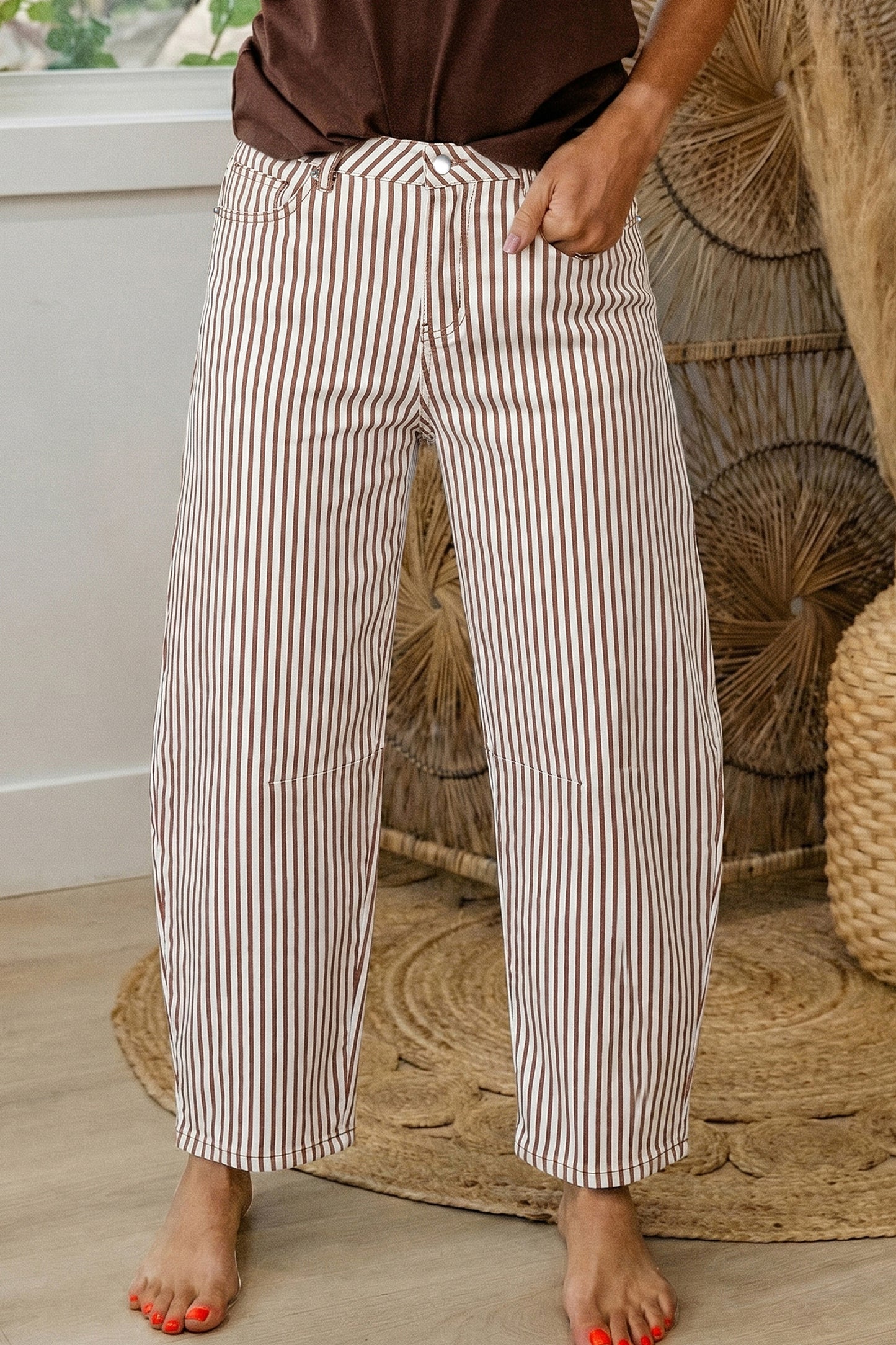 Stripe Casual Barrel Jeans- 3 COLOR OPTIONS