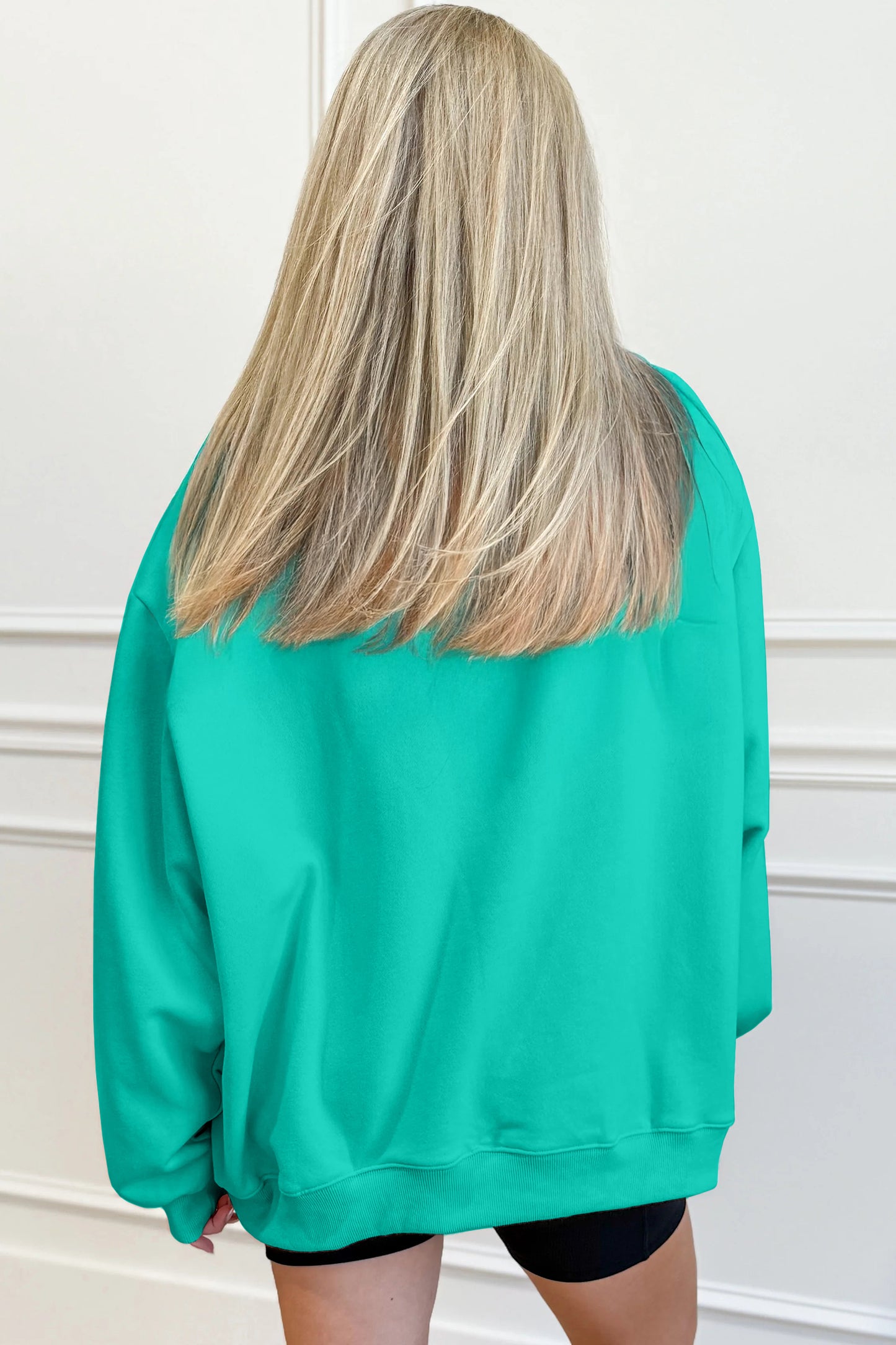 Light Pink Oversize Blessed Embroidered Mock Neck Sweatshirt