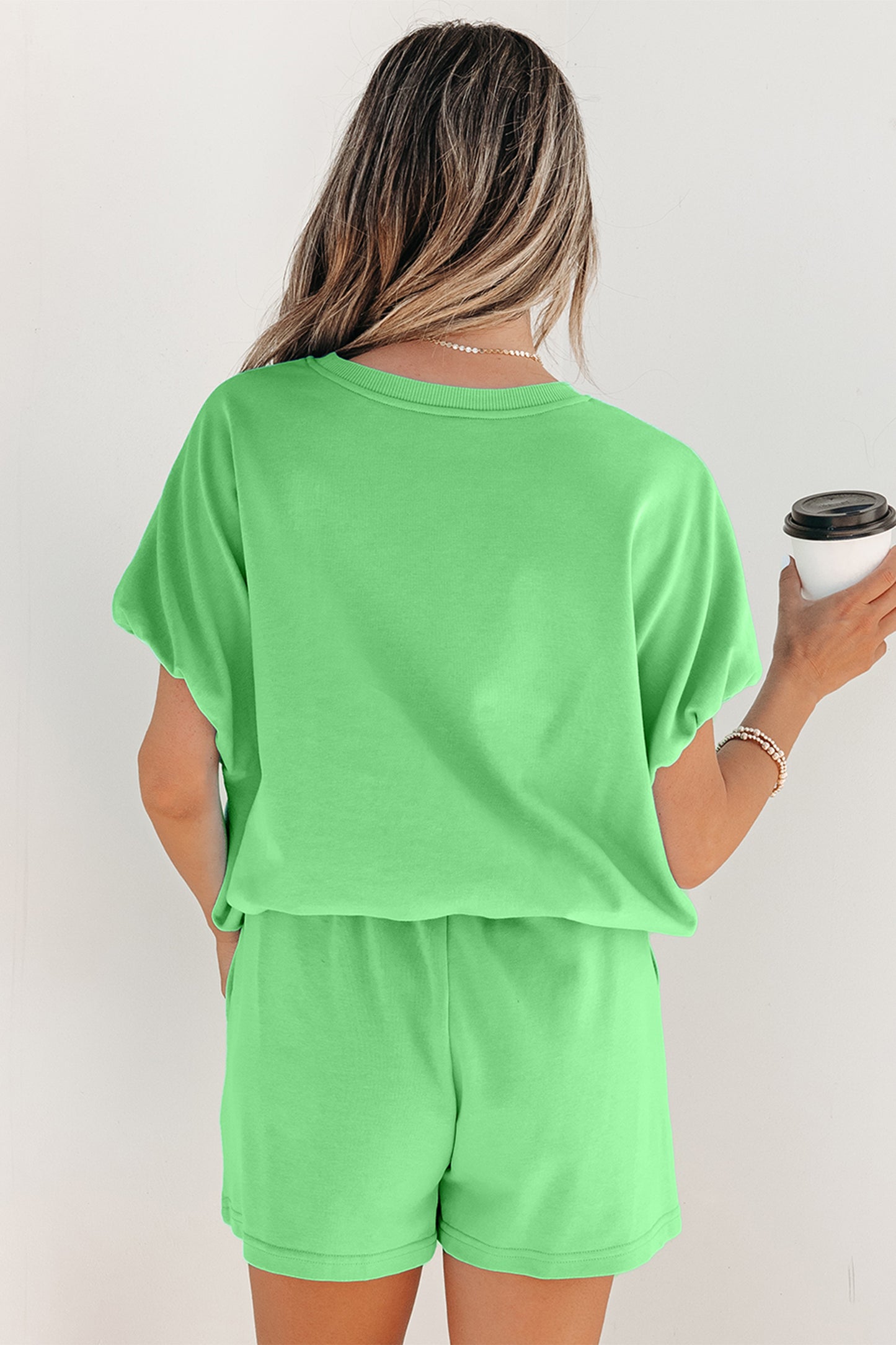 Puffy Loose Top Drawstring Shorts 2pcs Outfit- 3 COLOR OPTIONS