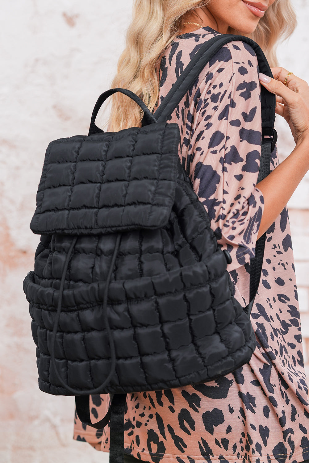 Solid Flapped Quilted Puffer Backpack -6 COLOR OPTIONS