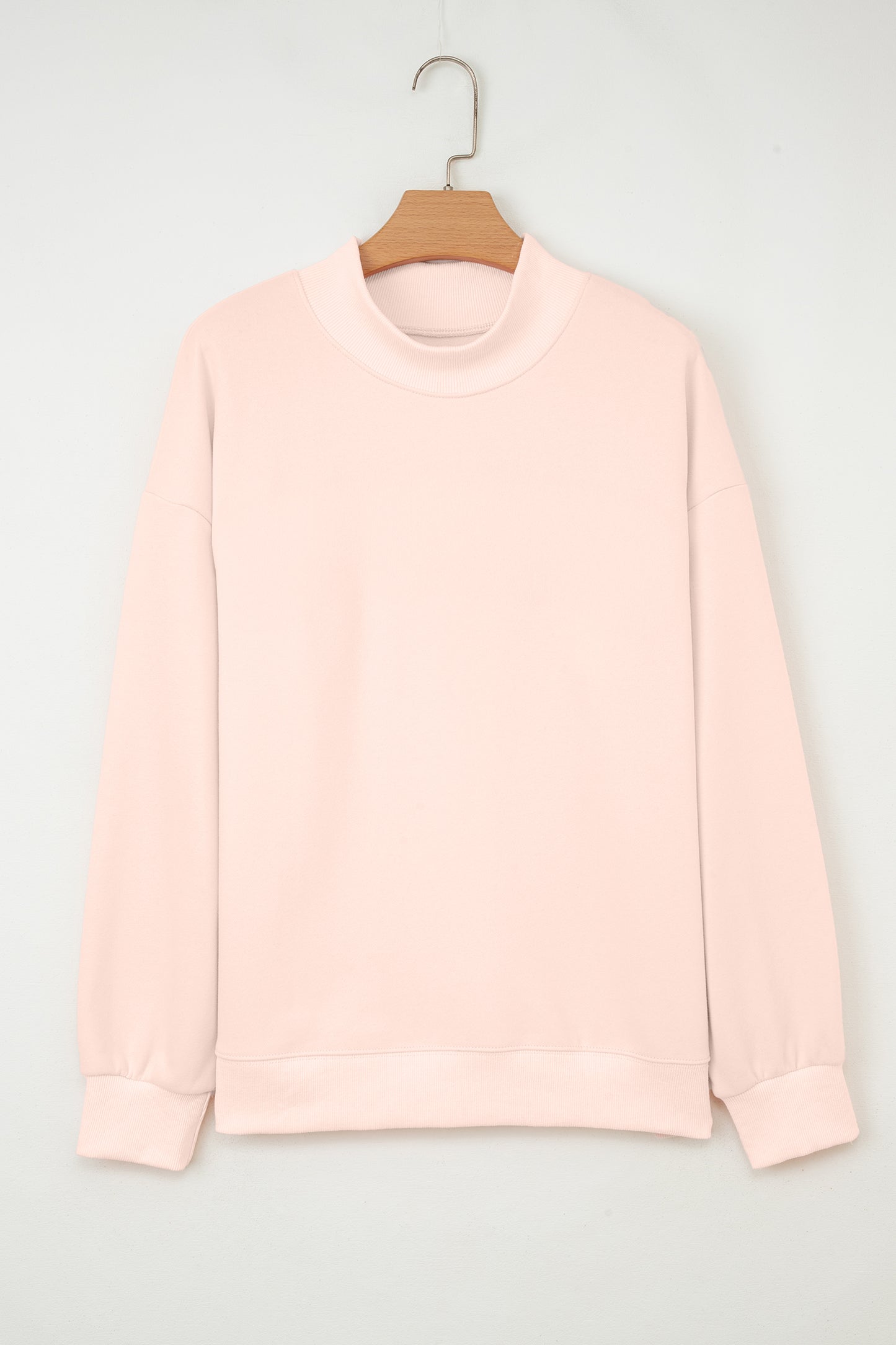 Light Pink Oversize Blessed Embroidered Mock Neck Sweatshirt