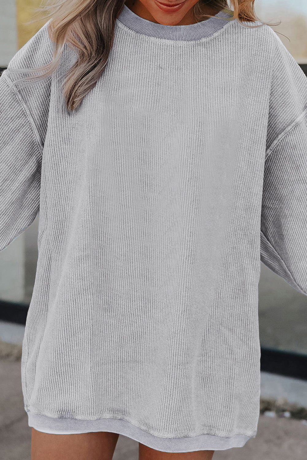 Ribbed Corduroy Oversized Sweatshirt -13 COLOR OPTIONS