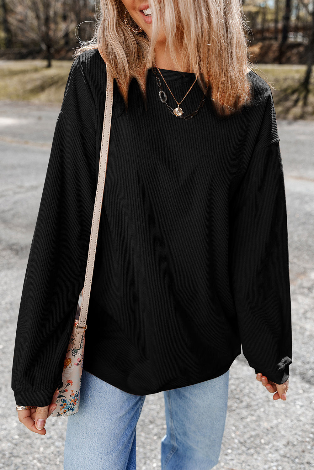 Ribbed Corduroy Oversized Sweatshirt -13 COLOR OPTIONS