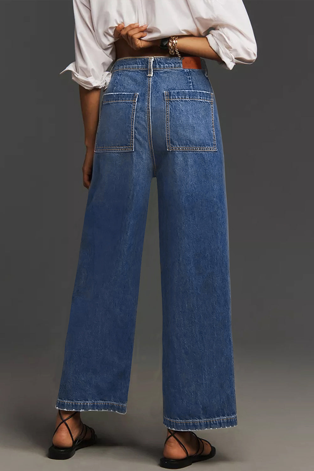 Minimalist Patch Pocket High Waist Shift Jeans- 2 COLOR OPTIONS
