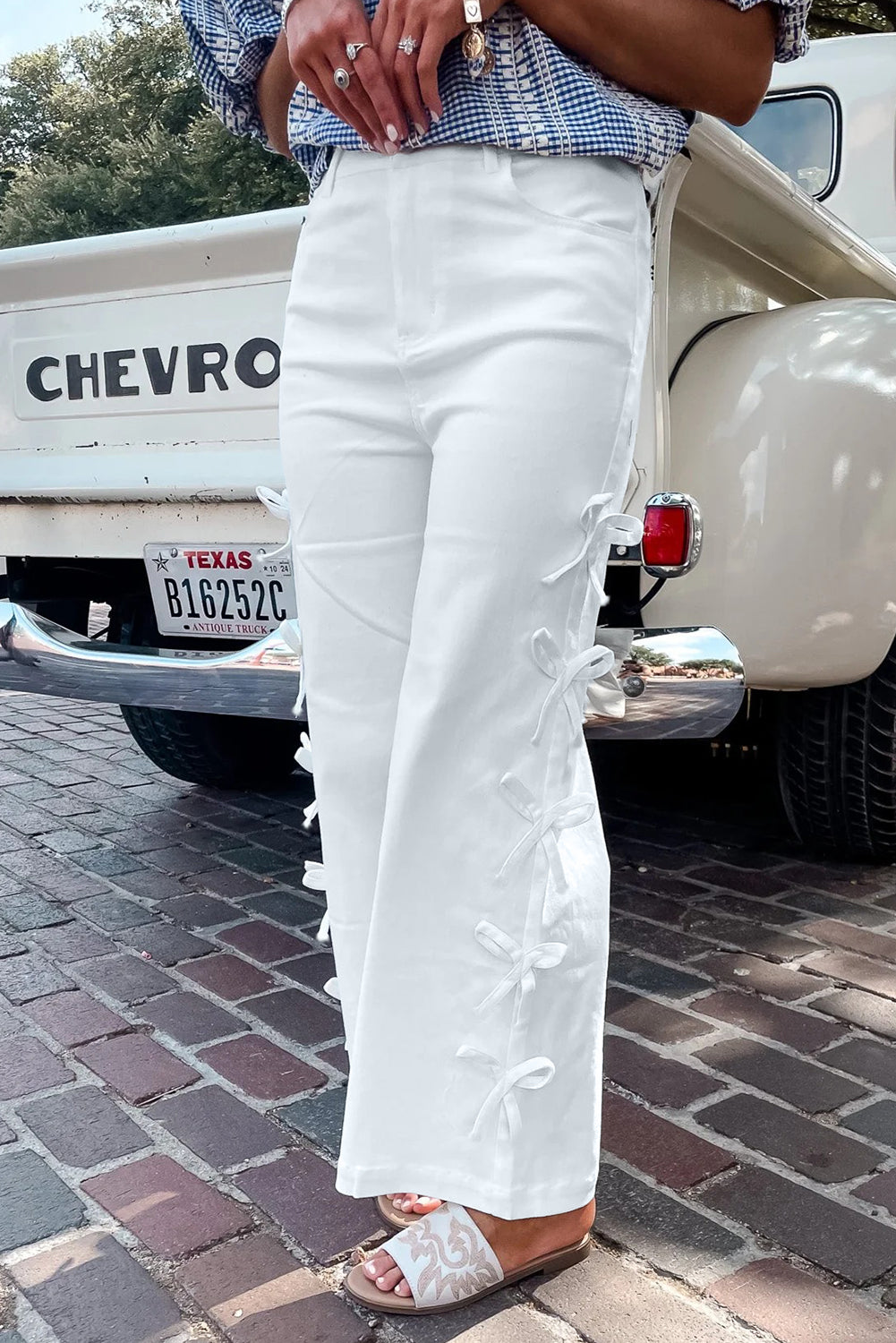 Bowknot Side Detail Straight Leg Loose Jeans -2 COLOR OPTIONS
