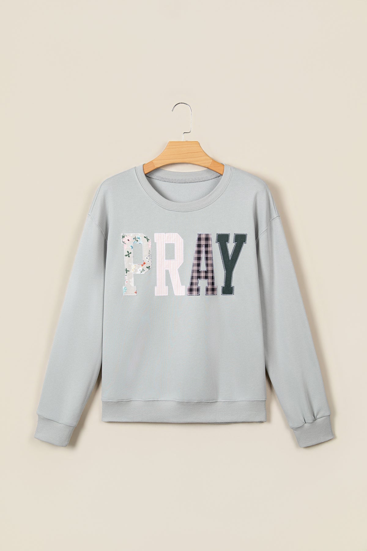 PRAY Embroidered Patch Western Pullover Sweatshirt -2 COLOR OPTIONS