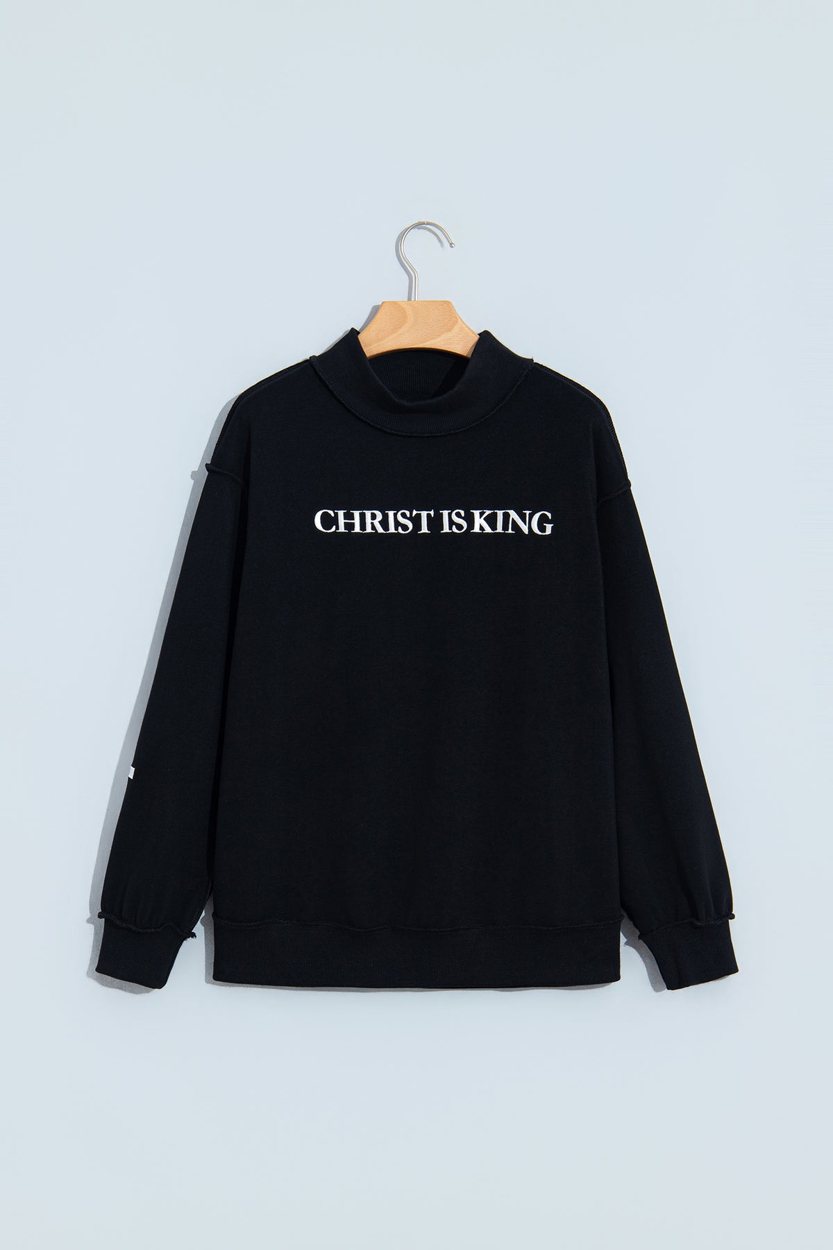 CHRIST IS KING Embroidery High Neck Baggy Sweatshirt -2 COLOR OPTIONS