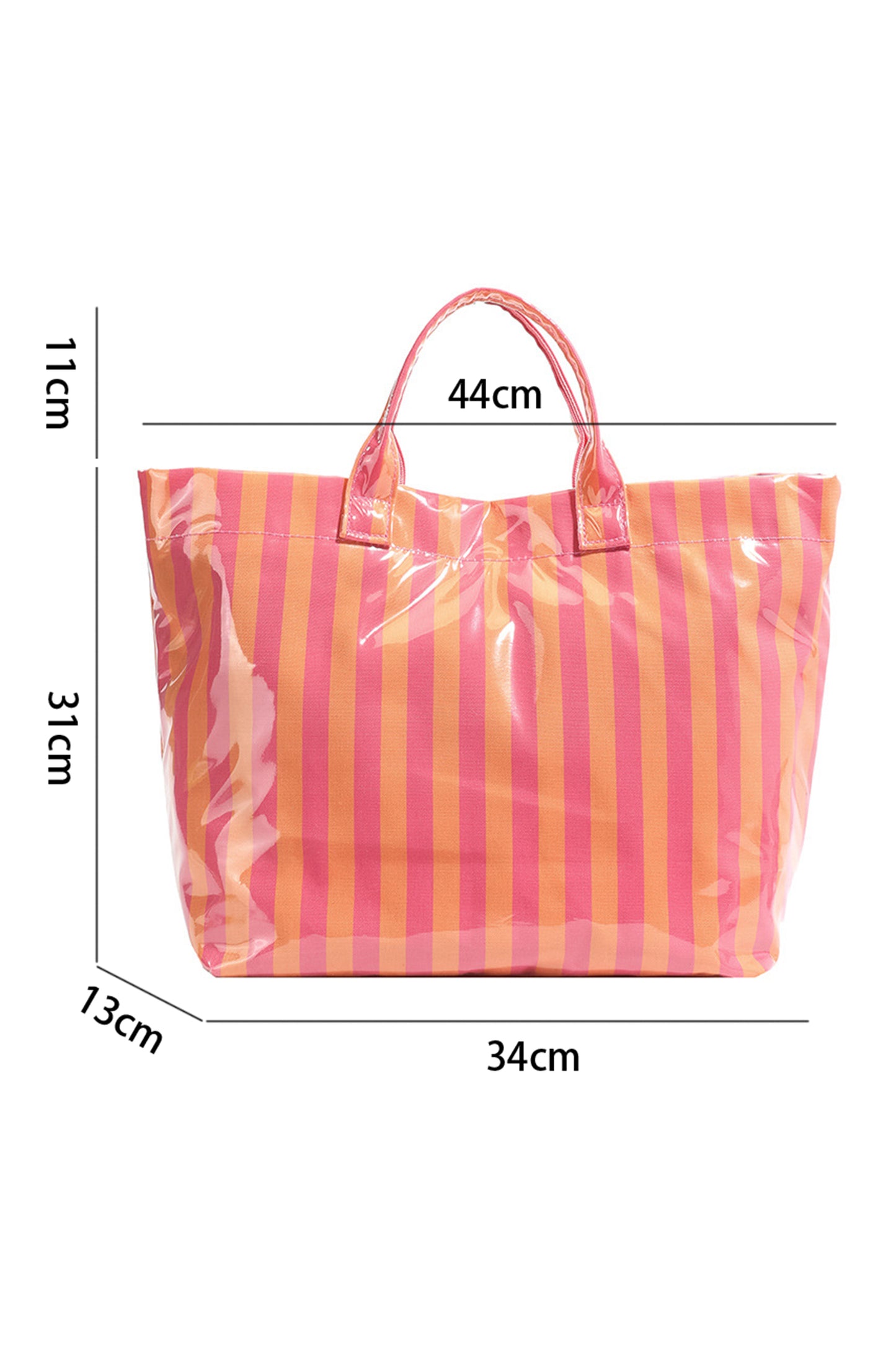 Rainbow Glossy Striped Vinyl Large Tote Bag -8 COLOR OPTIONS