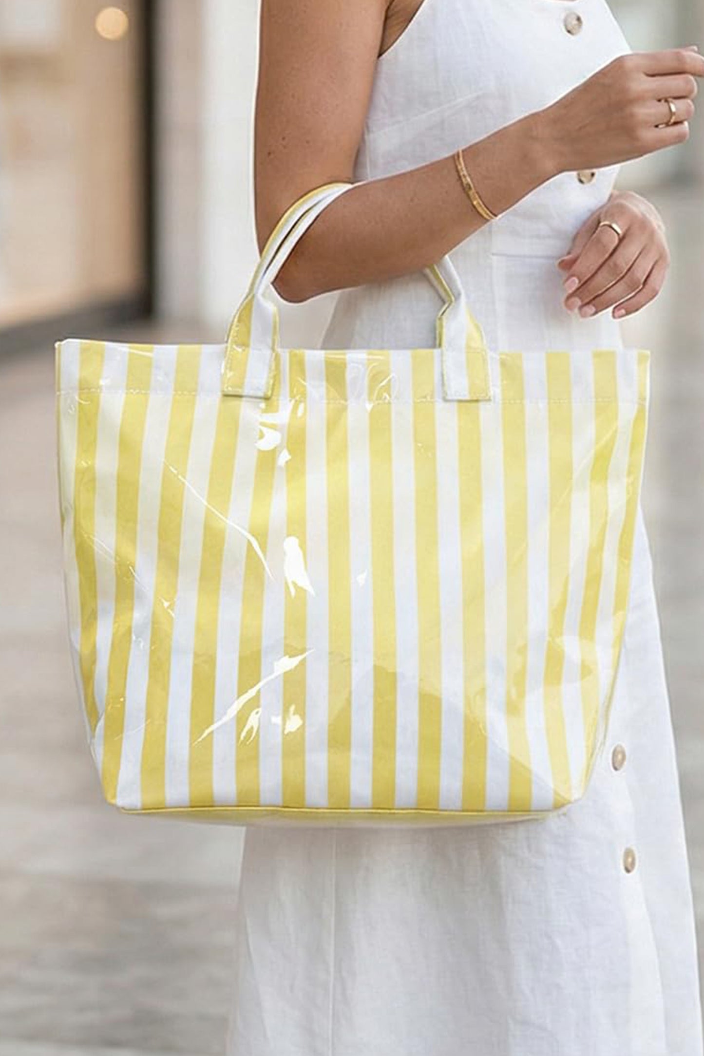 Rainbow Glossy Striped Vinyl Large Tote Bag -8 COLOR OPTIONS